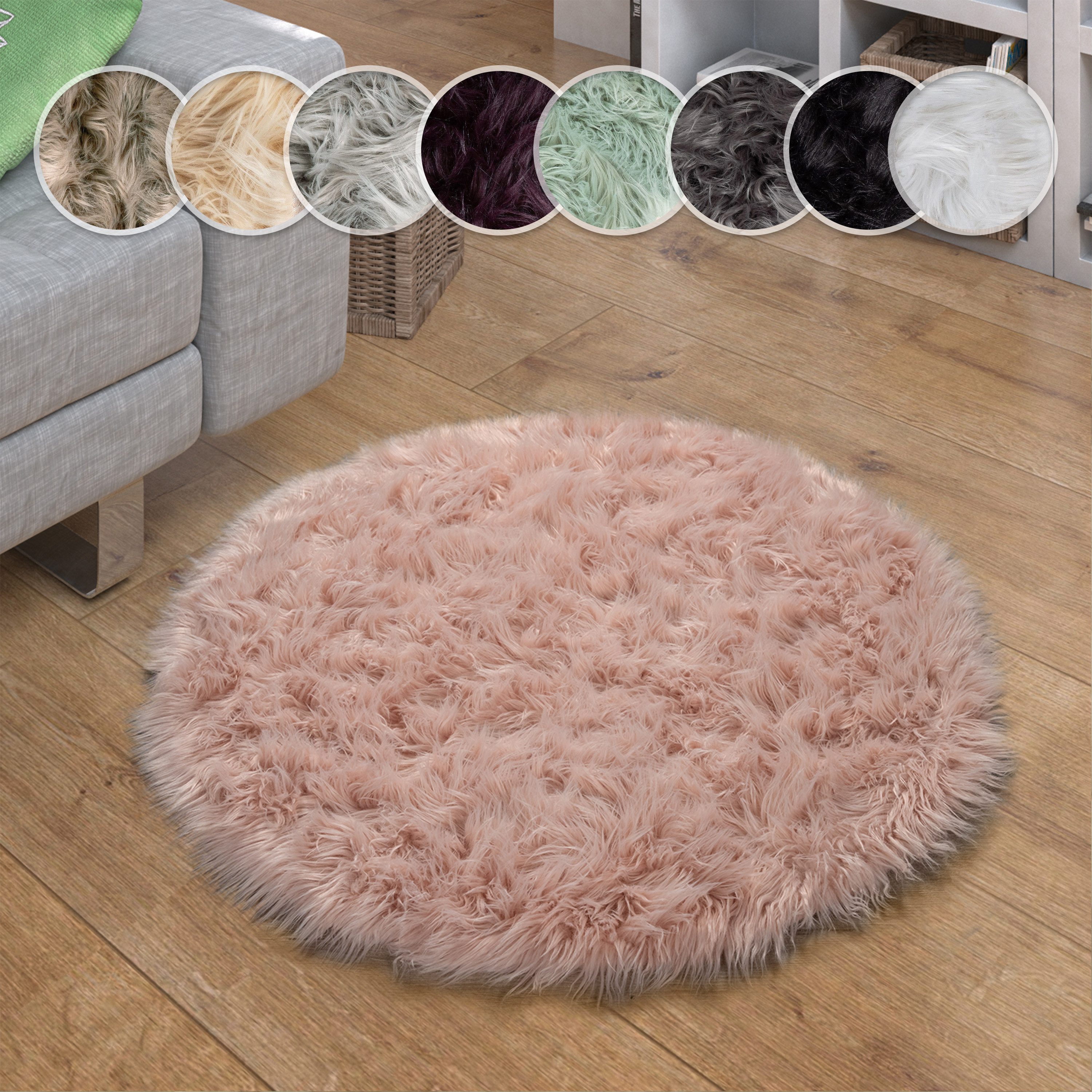 Paco Home Fellteppich Playa 960, rund, Höhe: 64 mm, Kunstfell, Flokati-Opti günstig online kaufen