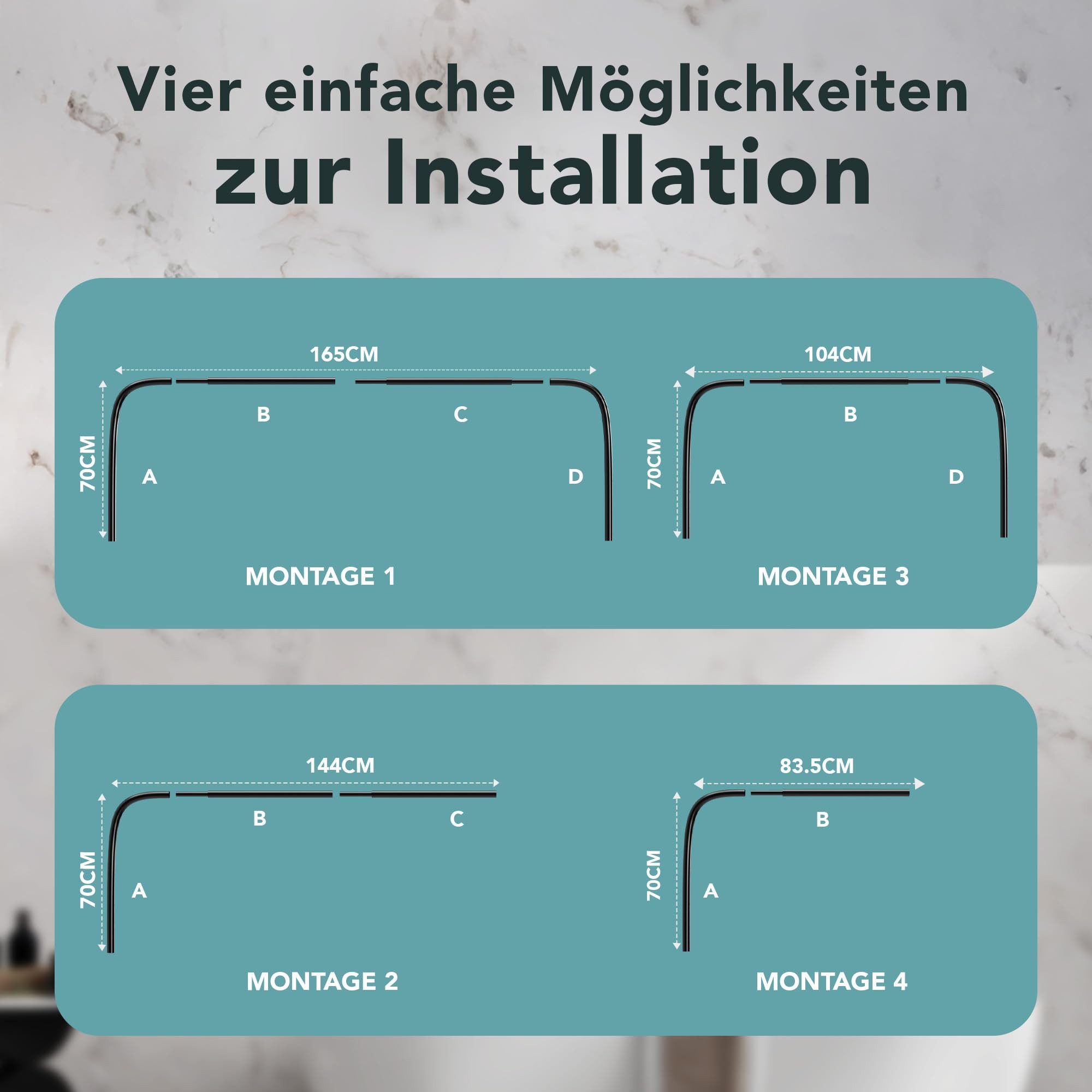 Erica Duschvorhangstange L-form & U-form - 4-in-1 für Badewanne oder Dusche günstig online kaufen