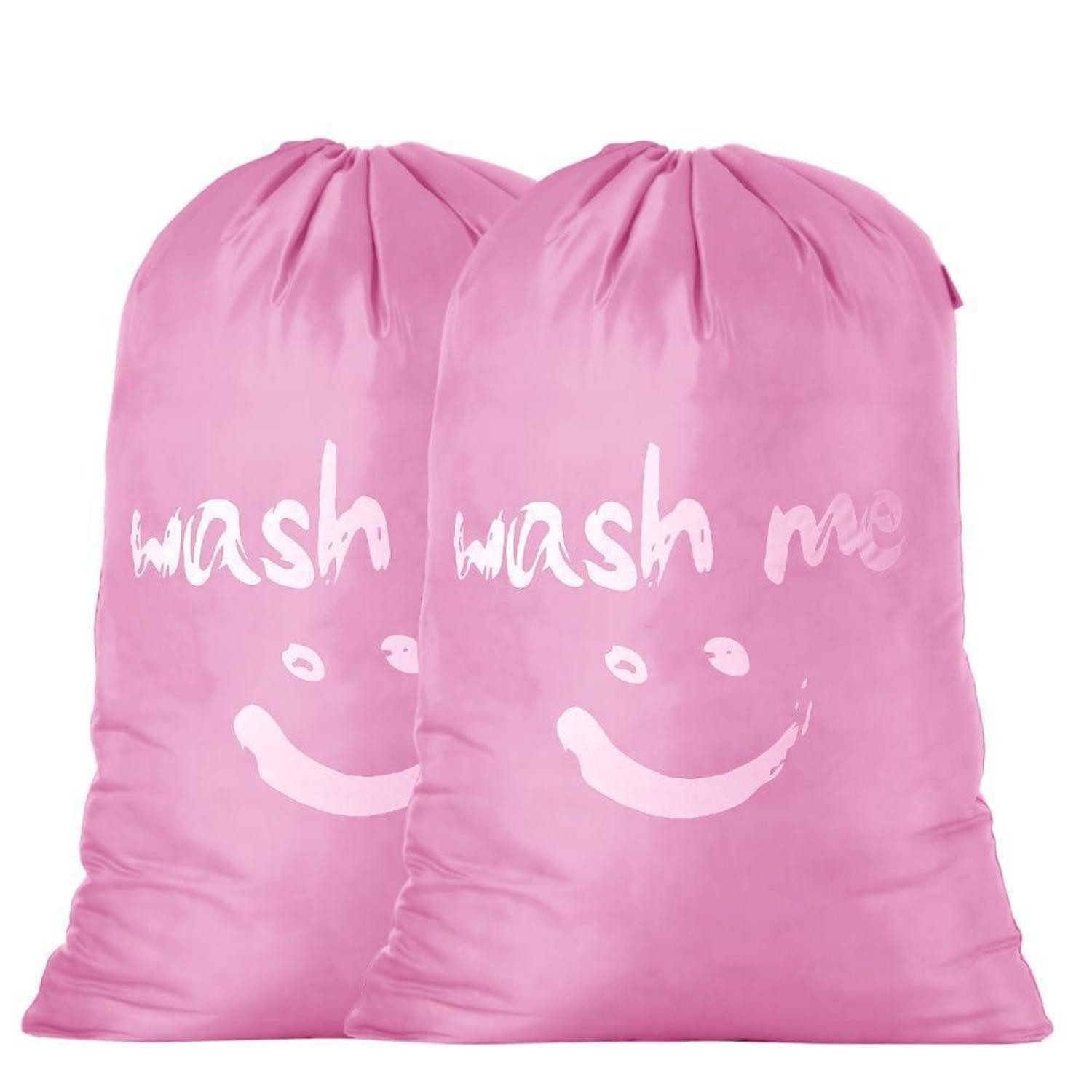 LuxusKollektion Wäschesack Wäschesäcke Kordelzug Reise Smiley 66x96cm rosa 2er 2x Rosa