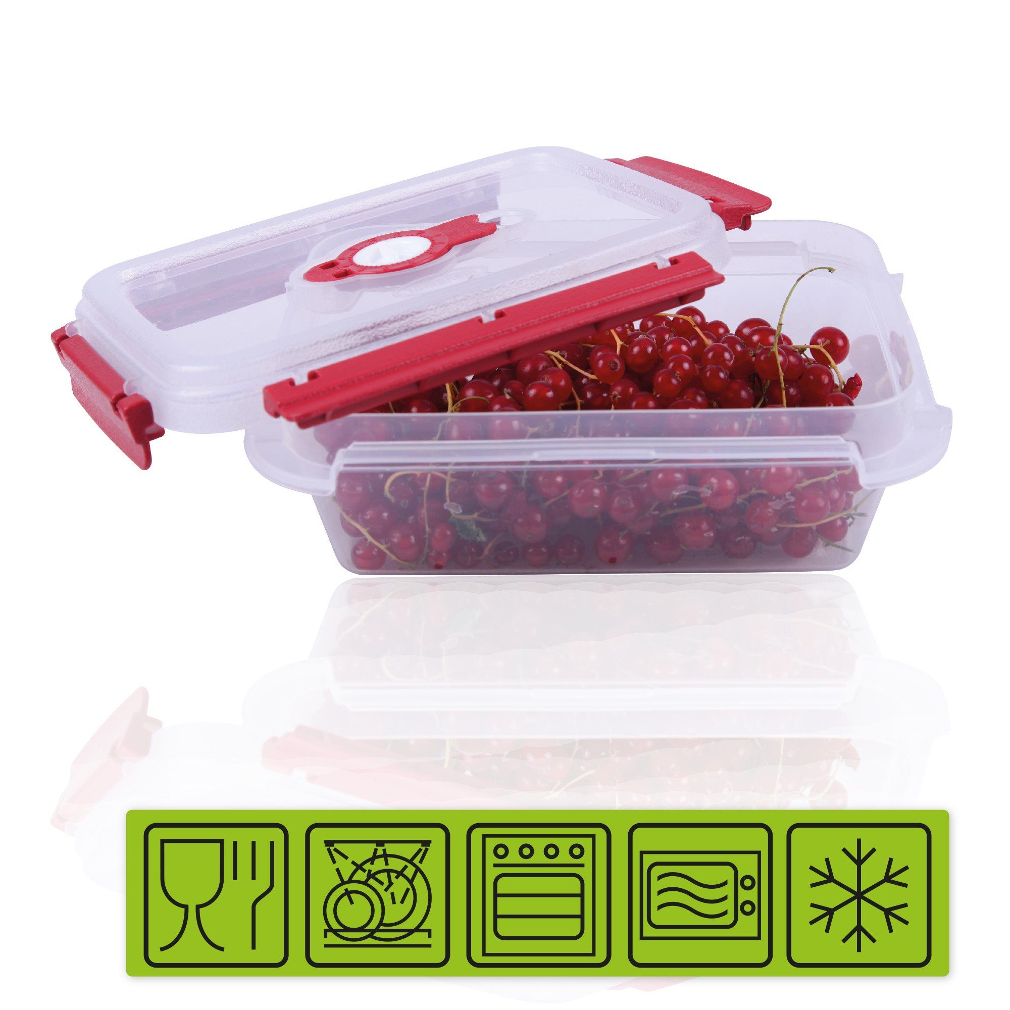 (1-tlg), luftdicht Kunststoff, Lunchbox 0,9 Lebensmittel Frischhaltedose Aufbewahrungsbox Prep Rot Tontarelli L, - Vorratsdose Meal - für