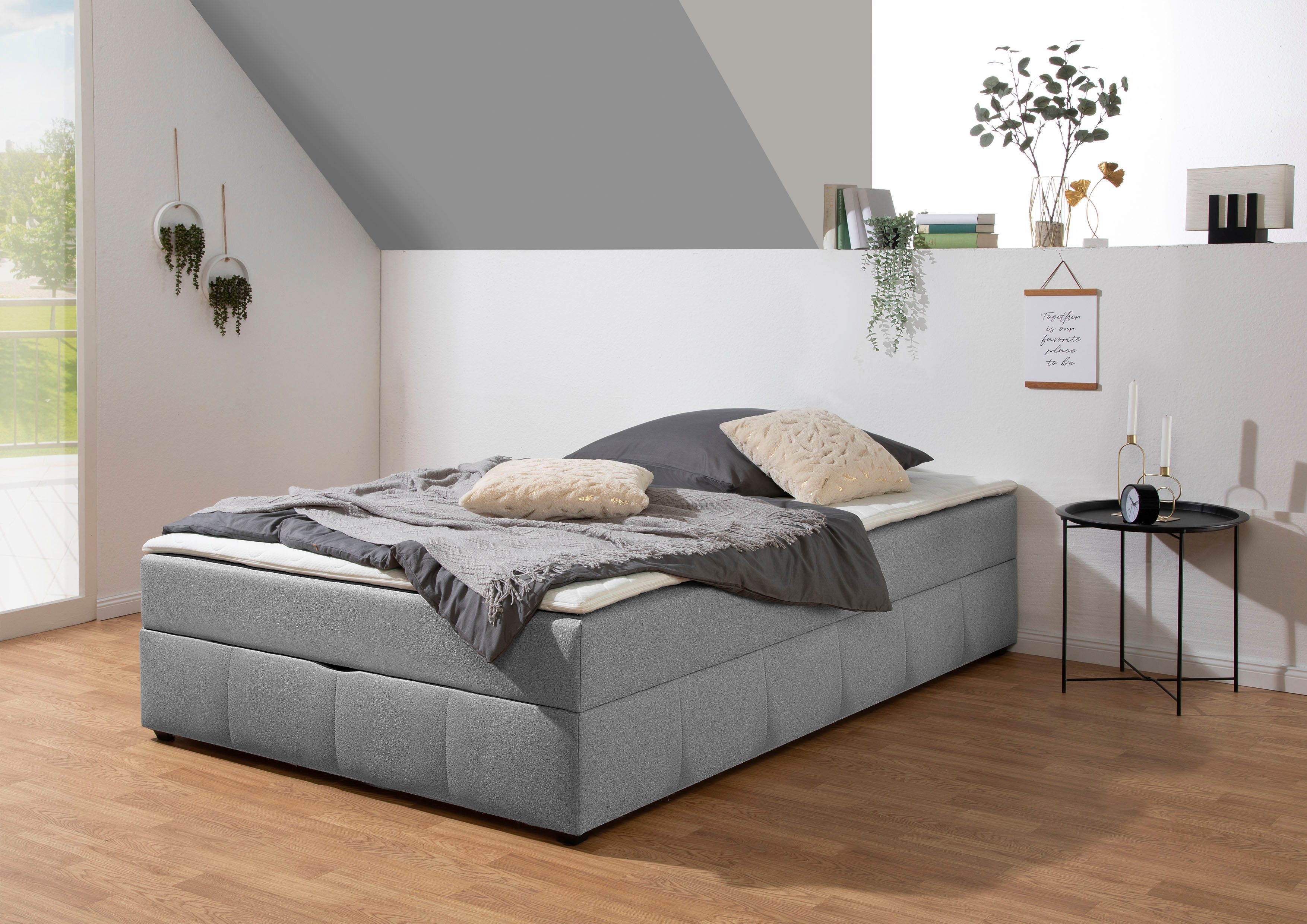 Home affaire Boxbett Niemes inkl. Bettkasten und Topper, auch in Überlänge erhältlich, Boxbett ohne Kopfteil, inkl. Topper