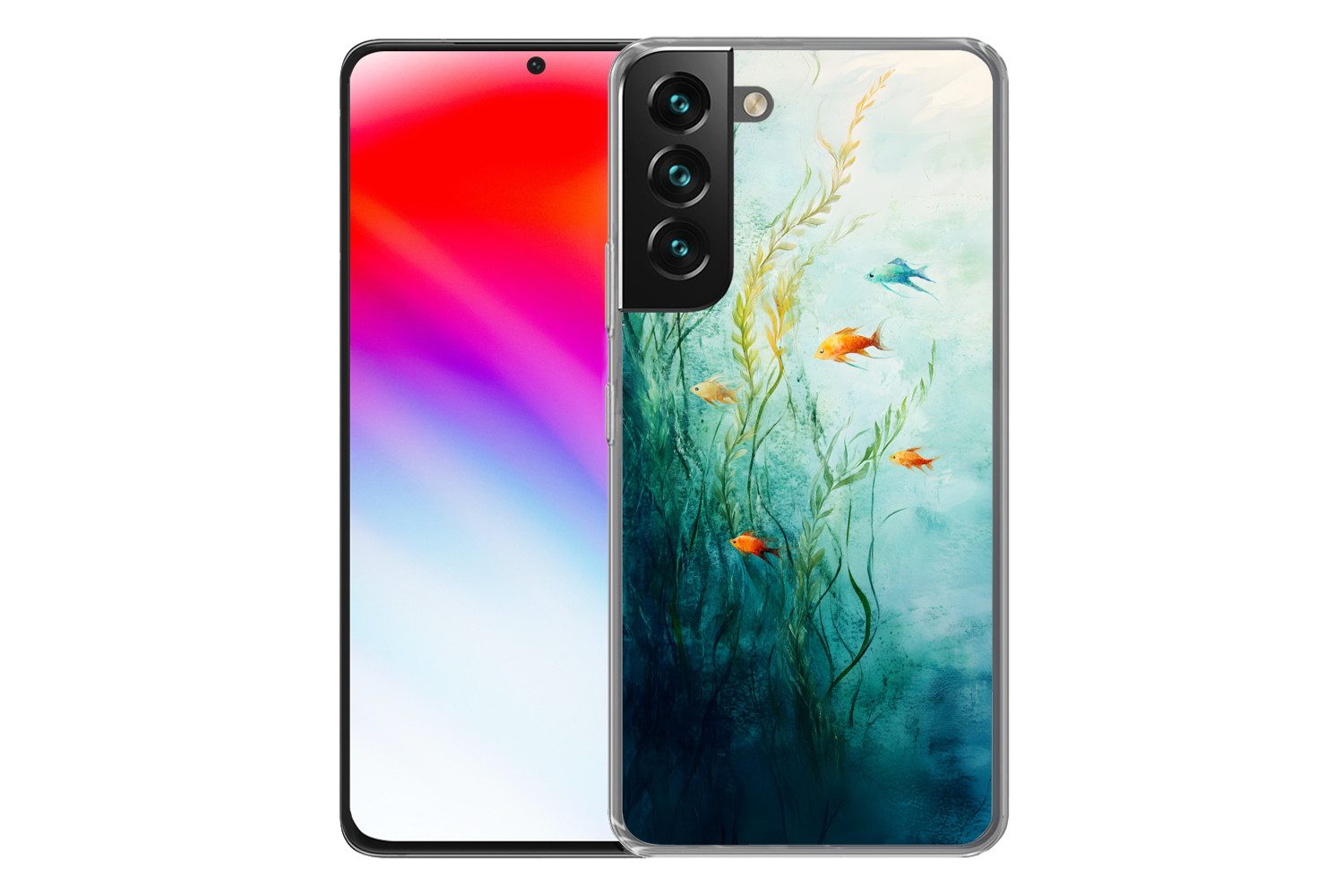 MuchoWow Handyhülle für Samsung Galaxy S22 Plus Wasserpflanzen - Fische - Farbenfroh - Was, Phone Case, Silikon, Schutzhülle Dünn