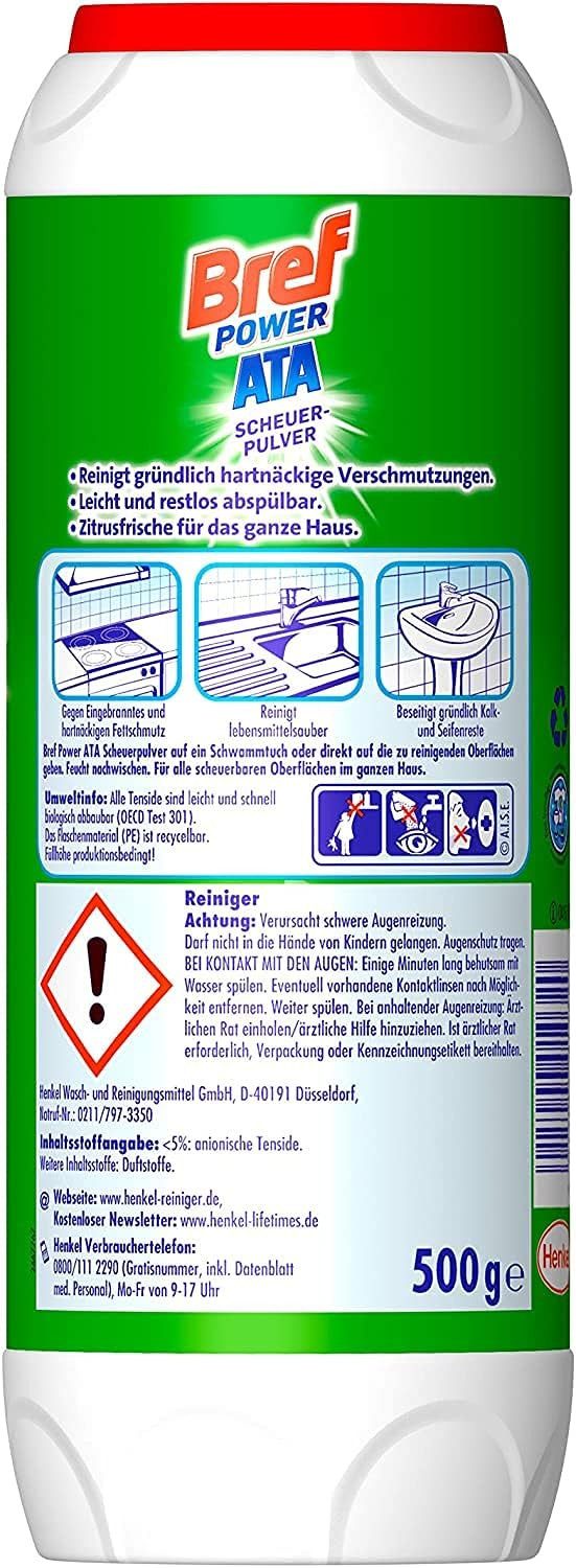 Bref Power Bref ATA Scheuerpulver für Küche & Bad 500g Dose Entkalker (500g, [1-St. gegen hartnäckige Verschmutzungen und Kalkablagerungen)
