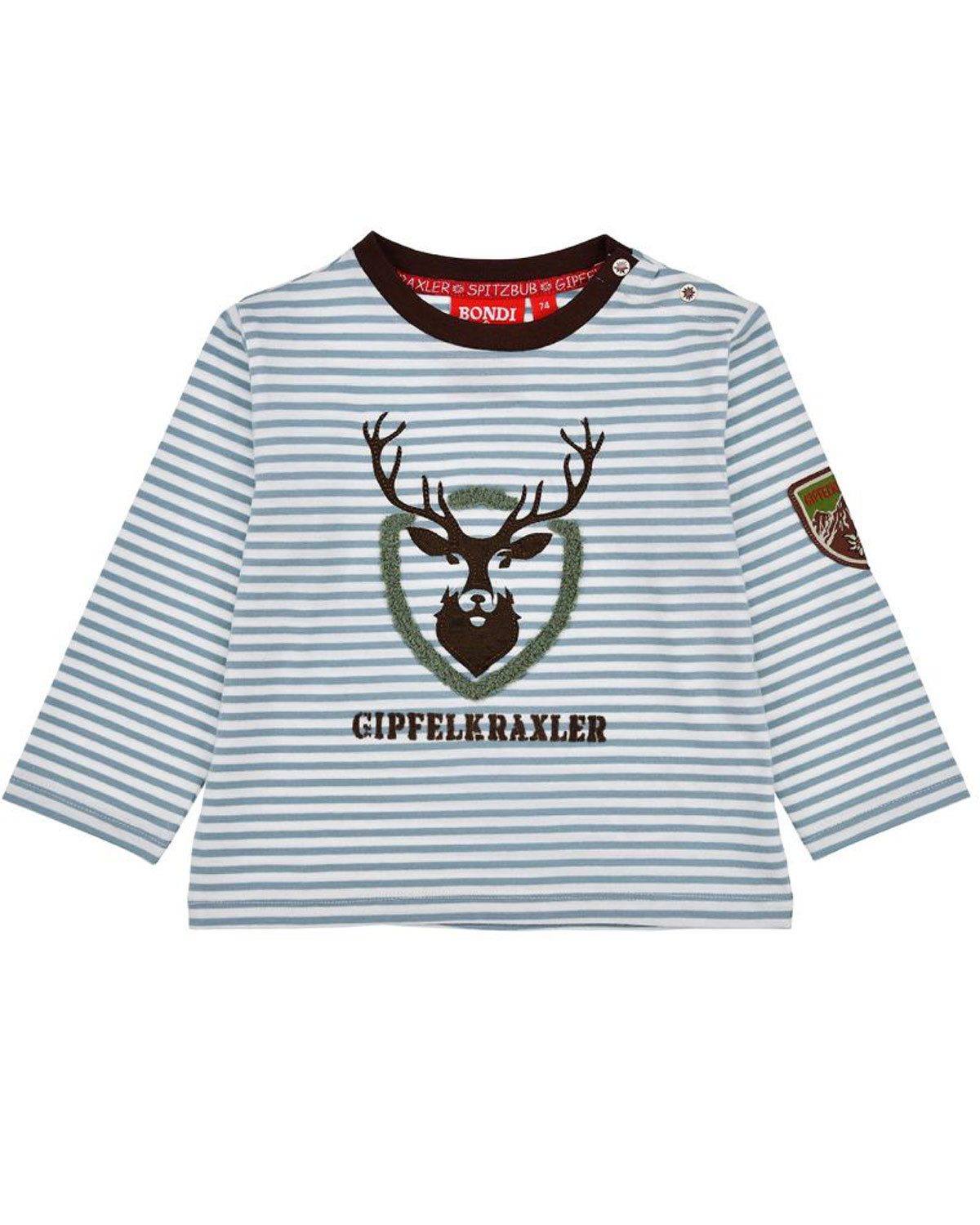 T-Shirt Baby Jungen Langarmshirt 'Hirsch' 91776, Stripe B