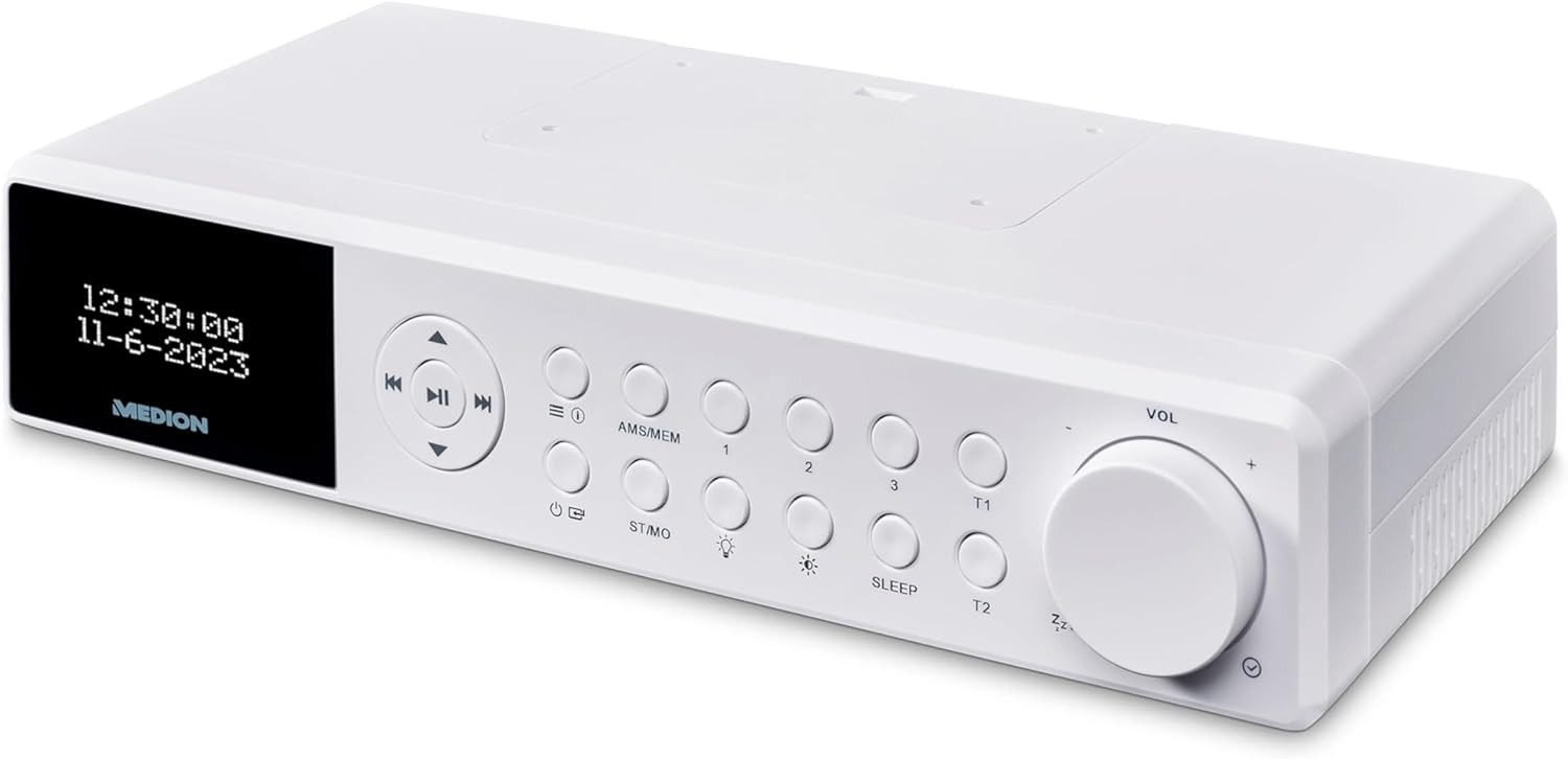 Medion® MEDION MD43660 Stereo Unterbauradio Küchenradio DAB+ Bluetooth Küchen-Radio (DAB+/PLL UKW-Stereo-Empfang, 25,00 W, Wurfantenne, DAB+/PLL UKW-Stereo-Empfang, LCD-Display)