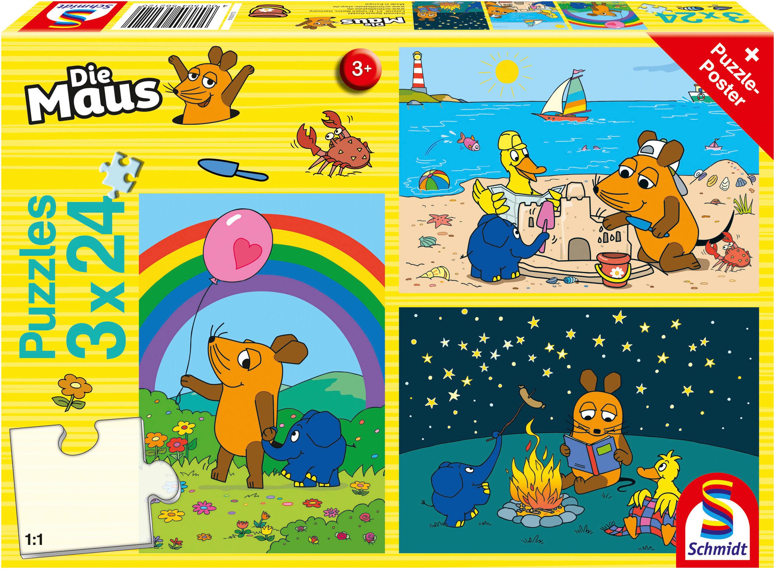 Schmidt Spiele Puzzle Die Maus Gute Freunde, 72 Puzzleteile, 3x24 Teile günstig online kaufen
