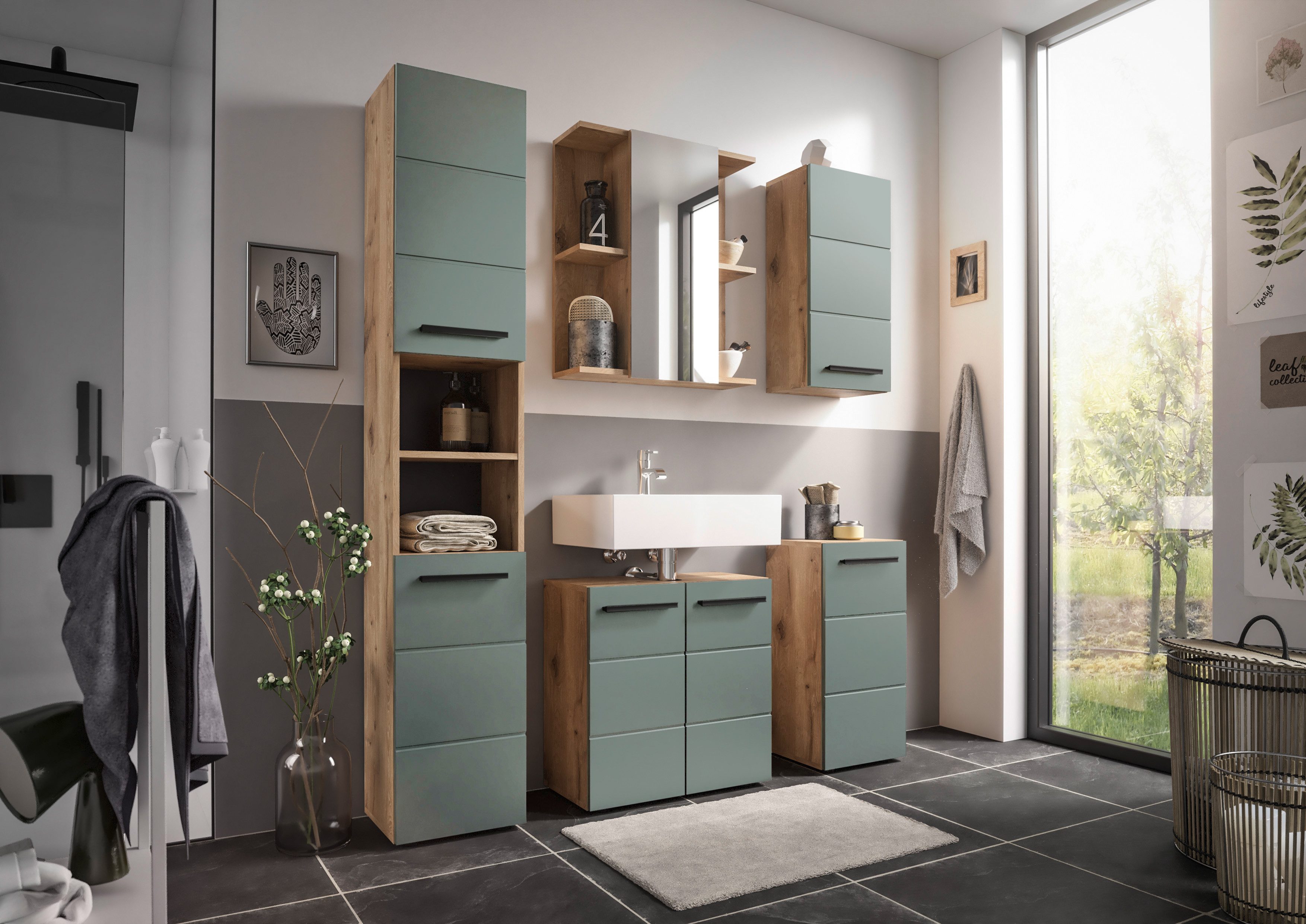 moebel-dich-auf Hängeschrank VALENCIA (Badschrank wandmontiert, in Viking Oak) Breite 34 cm – Bild 5 von 5