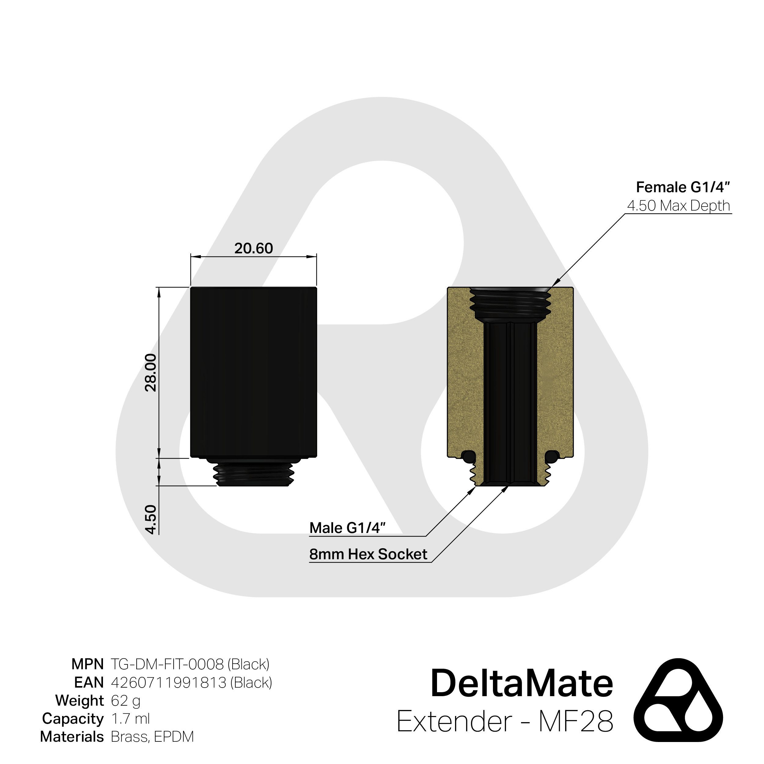 Thermal Grizzly Wasserkühlung Thermal Grizzly DeltaMate Extender - MF28 Black