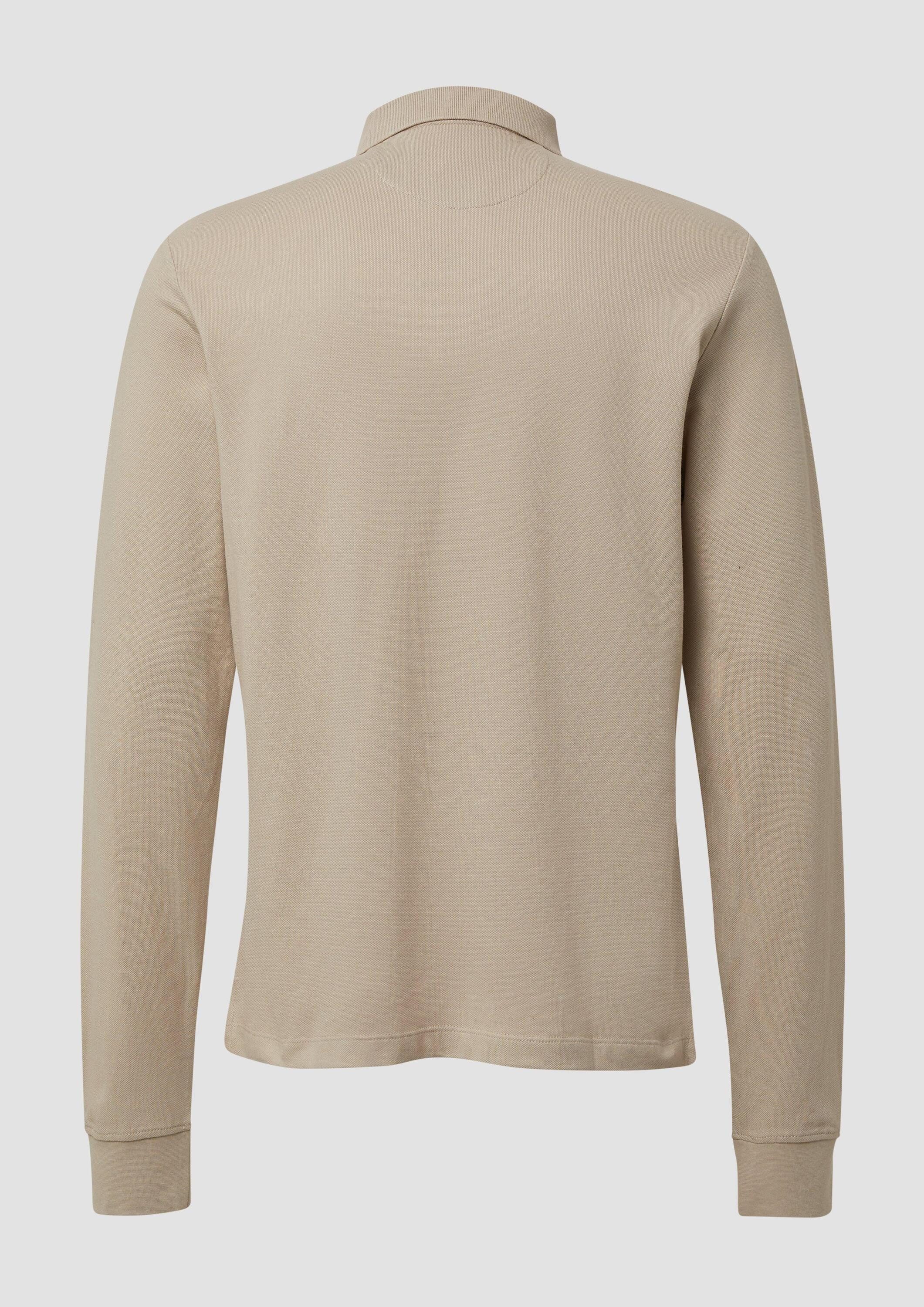 s.Oliver Langarmshirt Polo-Shirt Langarm-Poloshirt aus Baumwoll-Piqué mit B günstig online kaufen