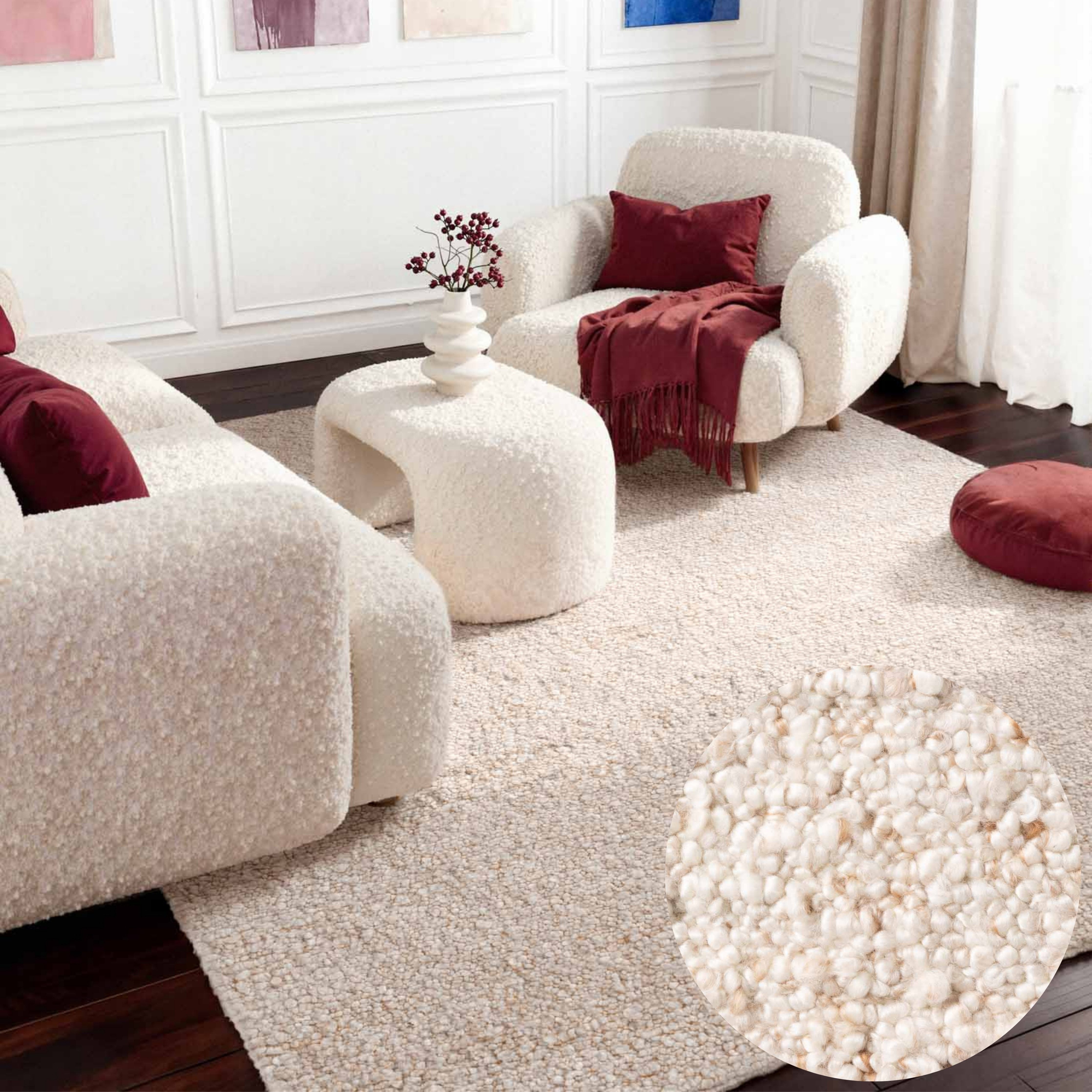 Ted Baker Teppich Soft Bouclé Portobello, auch als Läufer, rechteckig, Höhe: 10 mm, Woll-Optik, Bouclé Meliert, Wohnzimmer, Esszimmer, Schlafzimmer, Flur
