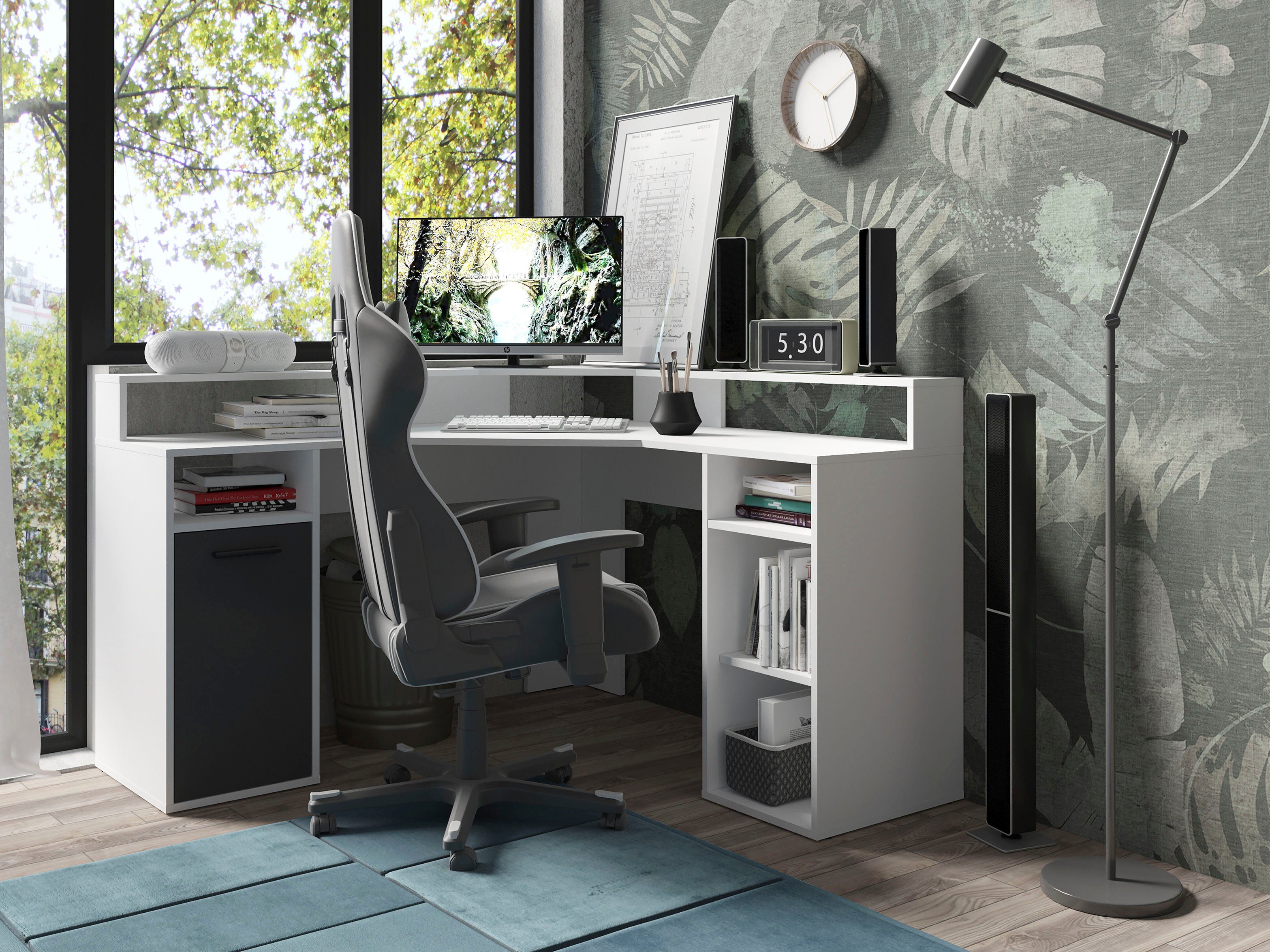 byLIVING Gamingtisch Fox, Breite 139 cm, moderner Eck-Schreibtisch günstig online kaufen