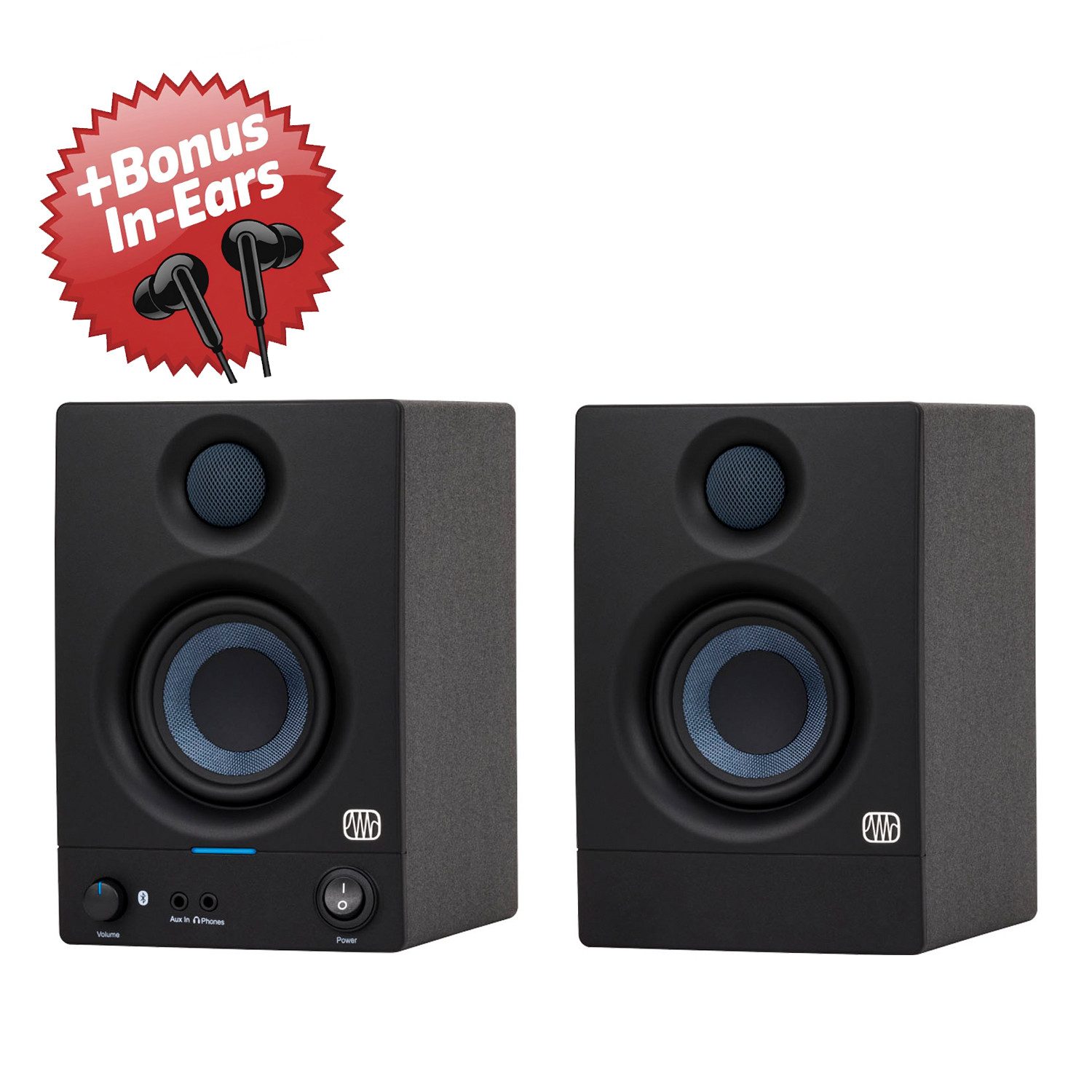 Presonus Presonus Eris 3.5BT Studio Monitor-Boxen 2nd Gen + Bonus In-Ear Digitales Aufnahmegerät (Studio Monitor-Boxen)