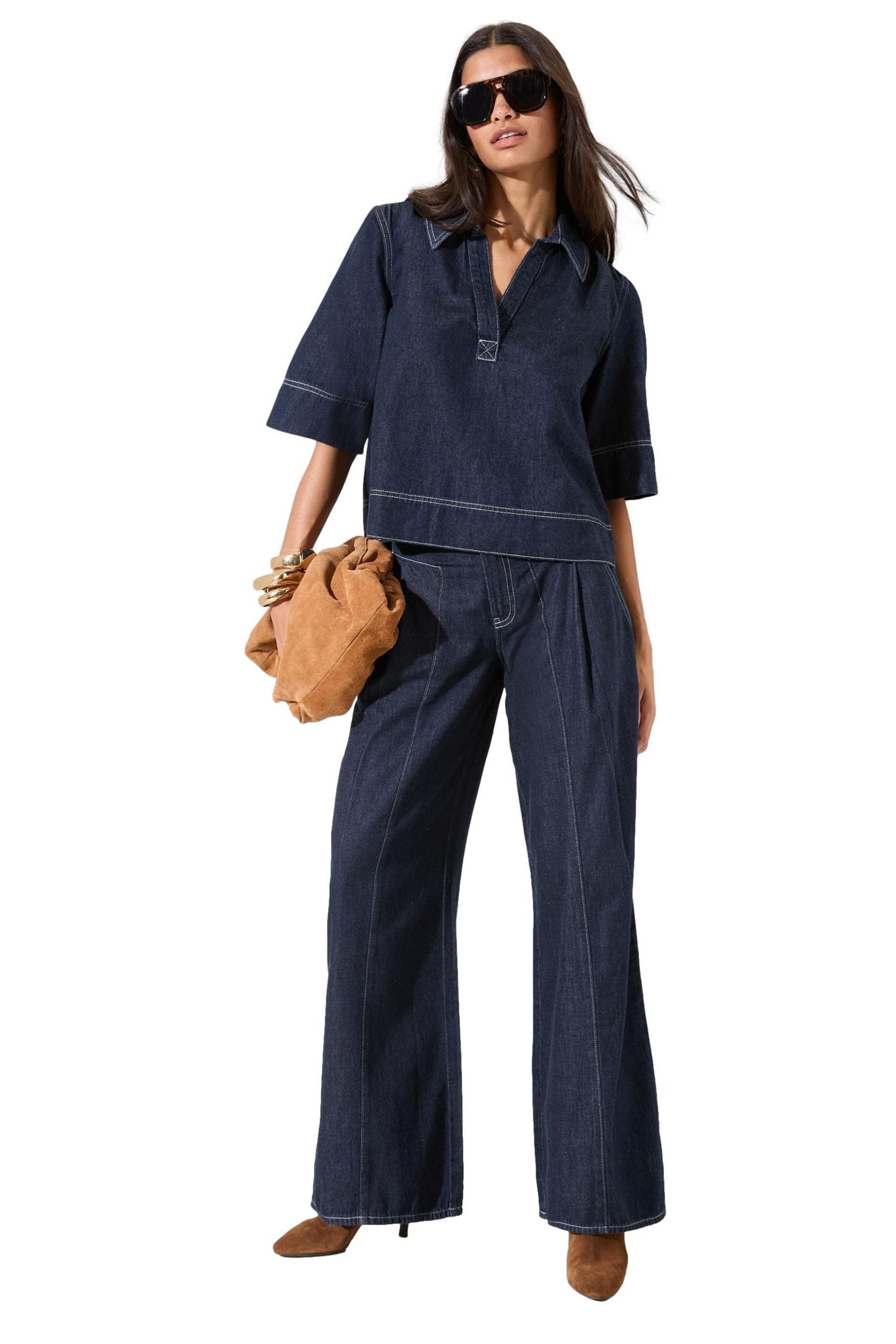 Friends Like These Jeansbluse Friends Like These Denim-Oberteil mit Kragen günstig online kaufen