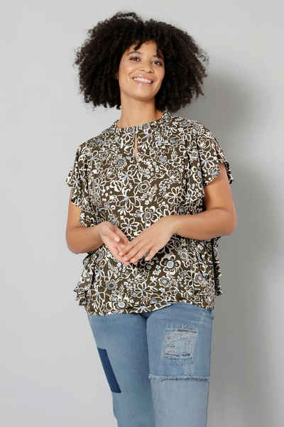 Sara Lindholm Druckbluse Bluse Blütenmuster seitliche Rüsche