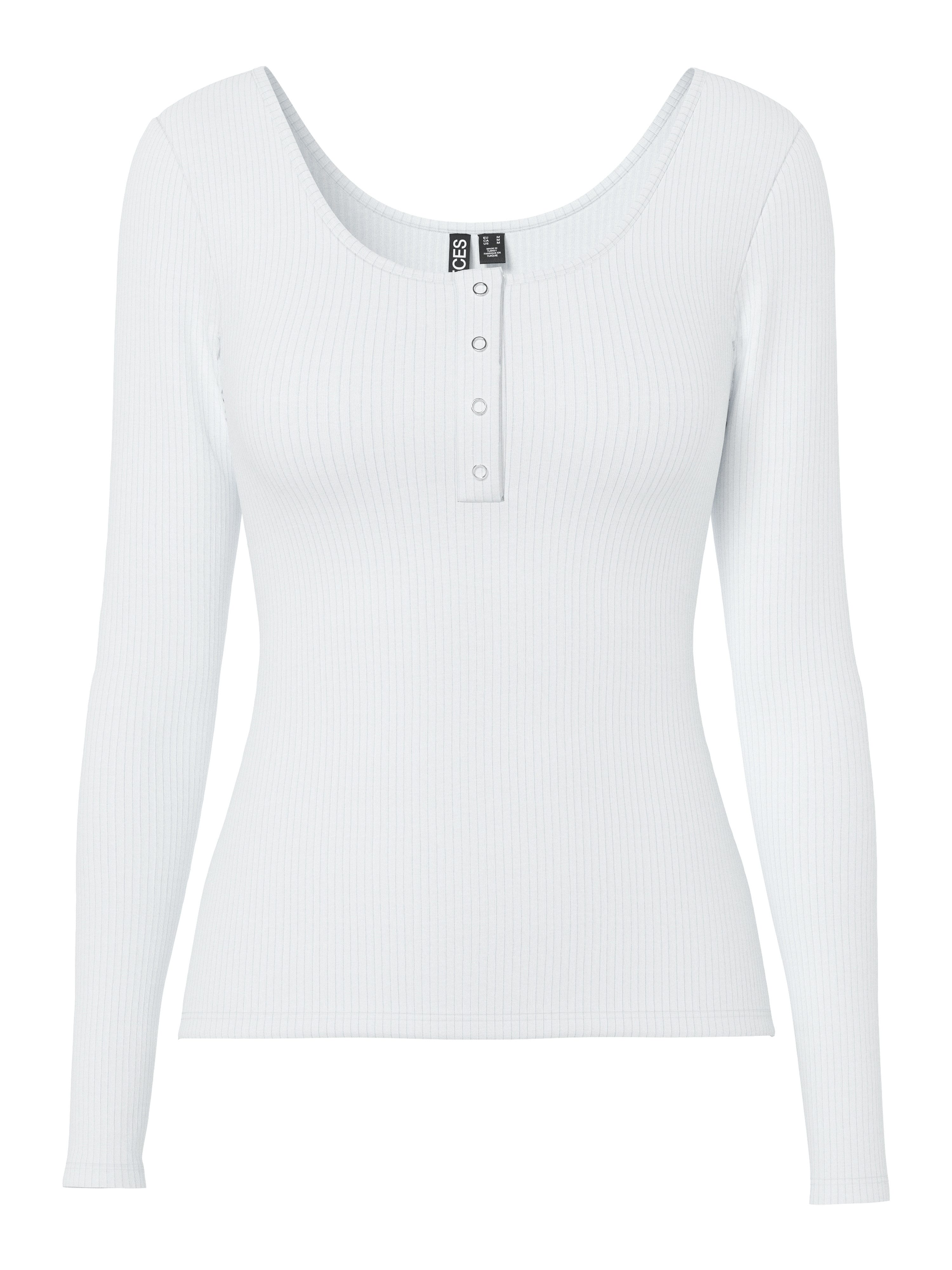 pieces Langarmshirt PCKITTE LS TOP NOOS BC Baumwollmischung, slim fit