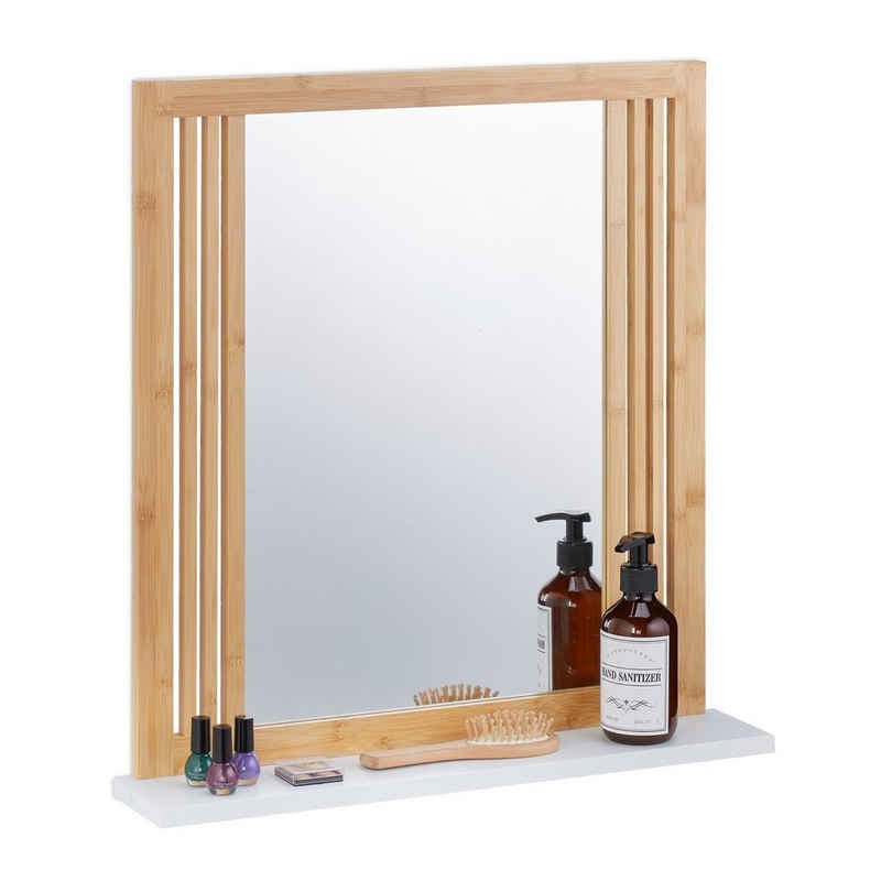 relaxdays Зеркало для ванной комнаты Bambus Зеркало для ванной комнаты mit Ablage