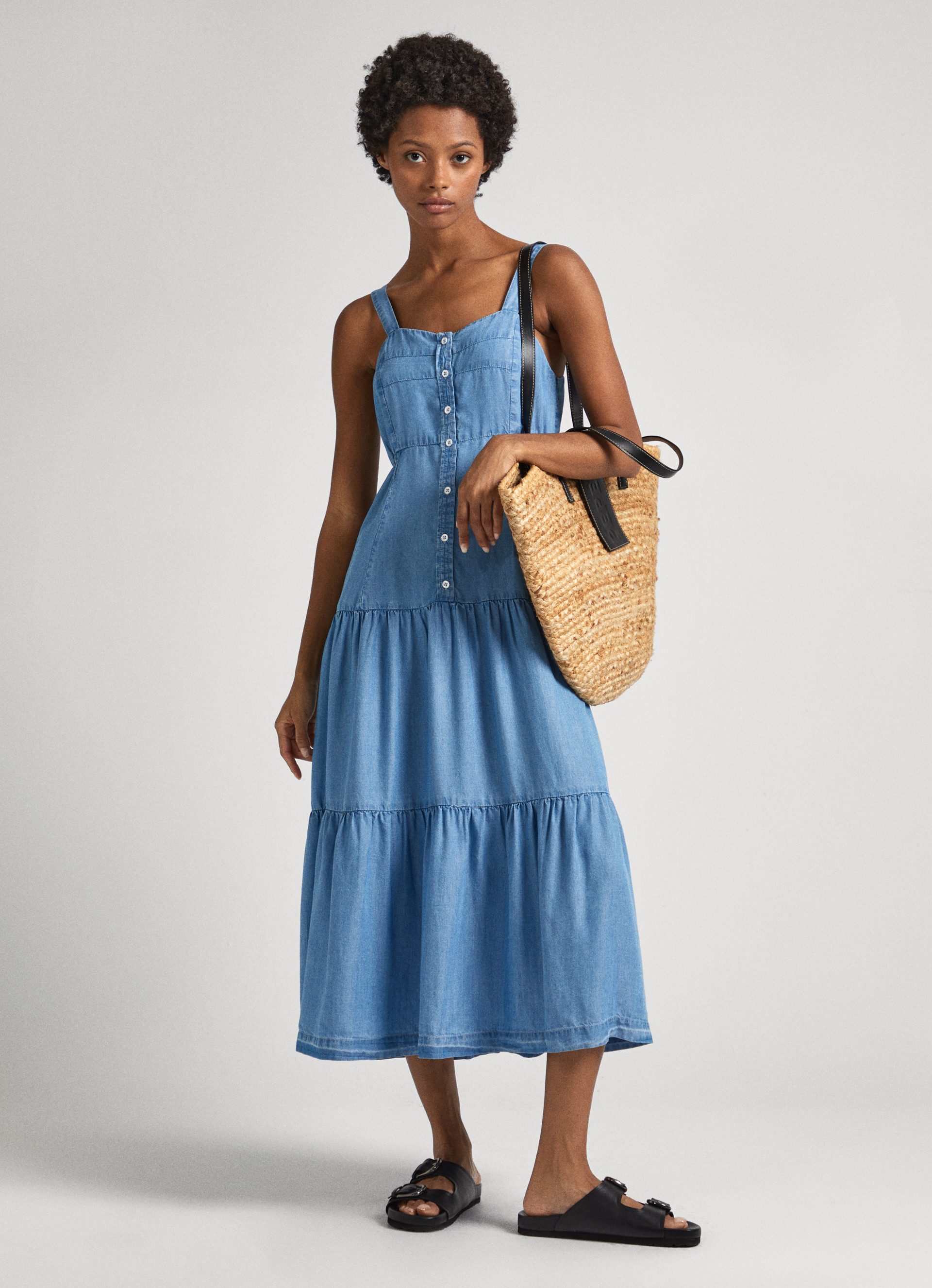 Pepe Jeans Sommerkleid EDITH in Jeansoptik, aus sommerlicher Qualität