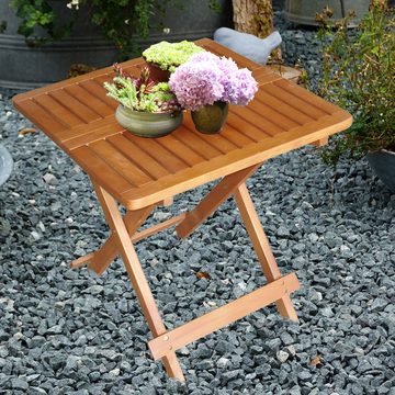 etc-shop Gartentisch, Außen Bistro Tisch Holz Akazie geölt braun Garten Balkon Terrassen