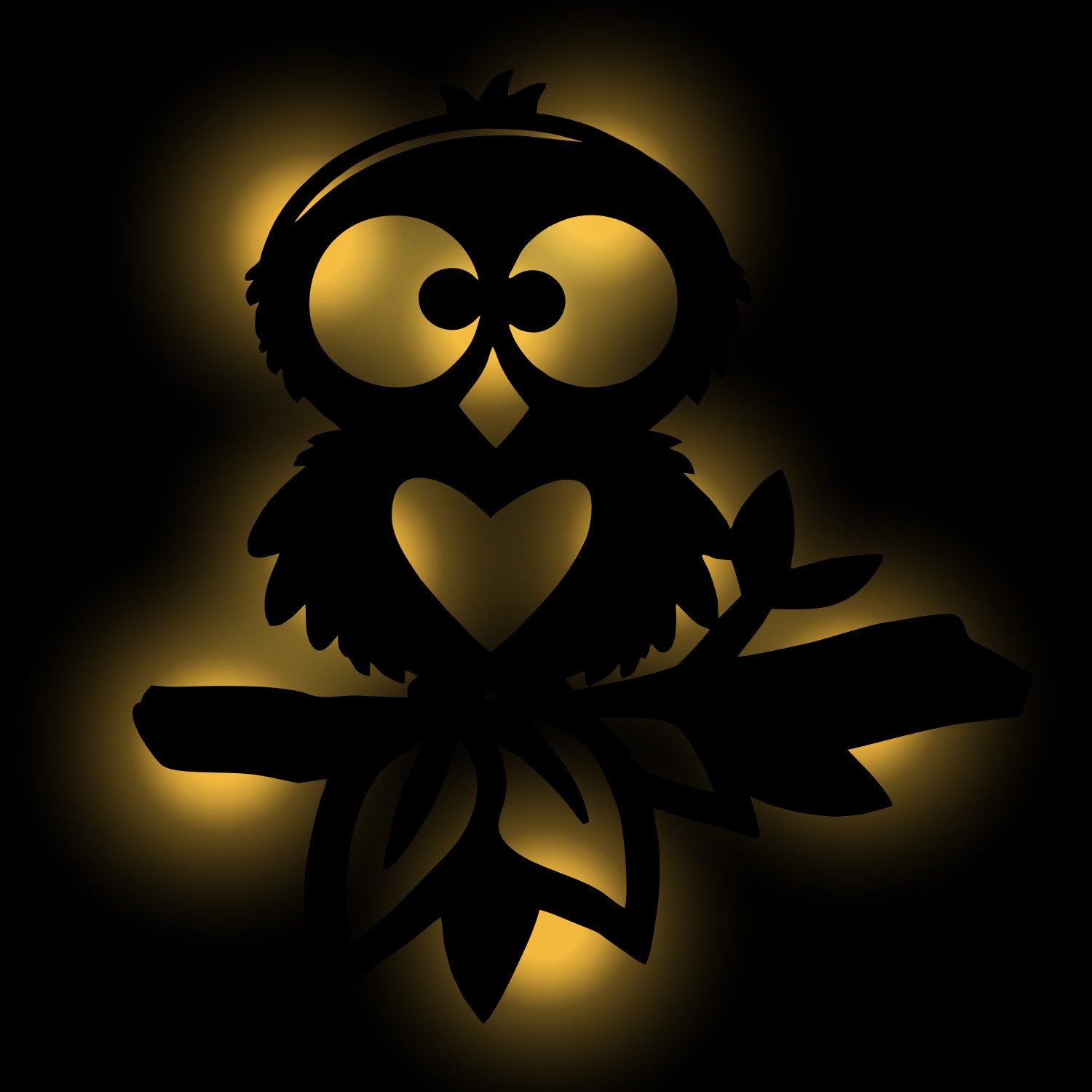 Namofactur LED Nachtlicht Eule 'Hearty' Nachtlicht Wandlampe Holz Wand Deko Lampe Kinderzimmer, Mit Zugschalter, LED fest integriert, Warmweiß