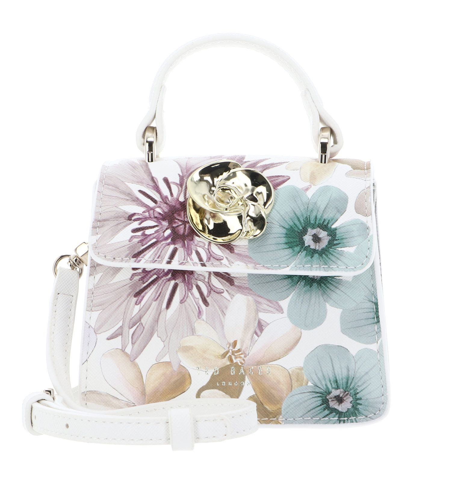 Umhängetasche Petal Print Mini Top Handle Rose Detail Bag