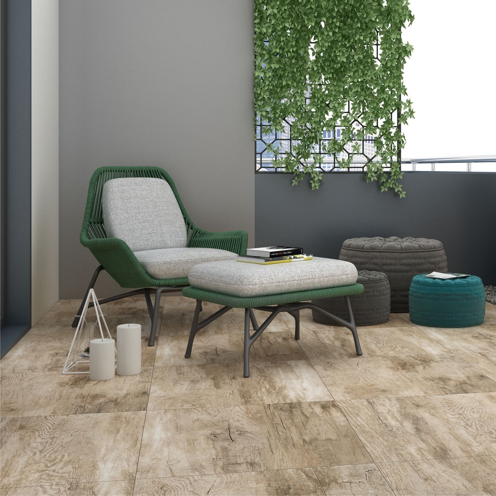 Bodenfliese 1 Paket (0,72 m) Terrassenplatten BONN WOOD (60 × 60 cm), matt, Feinsteinzeug, braun, R11, Terrassenfliesen Balkone Dachterrasse Außenraum