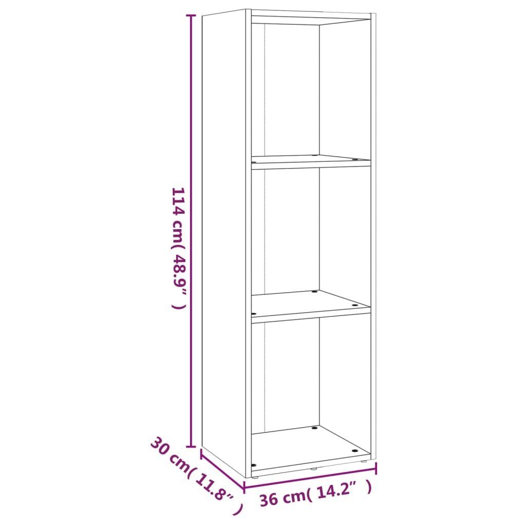 vidaXL Bücherregal 1-tlg. Grau 36x30x114 Sonoma cm Bücherschrank/TV-Schrank Holzwerkstoff