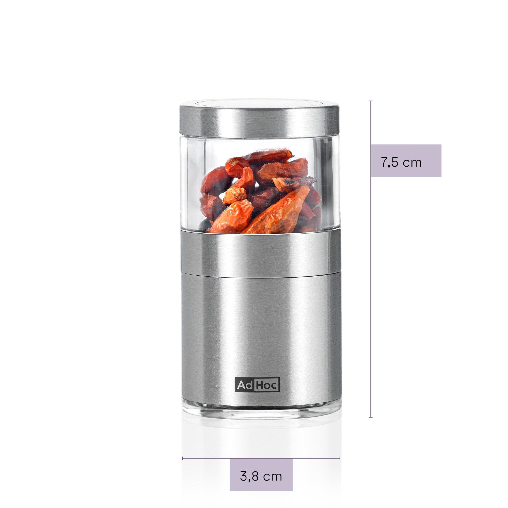 AdHoc Chilimühle Voyage Mini-Chilischneider manuell, (1 Stück), kompakt, perfekt für unterwegs
