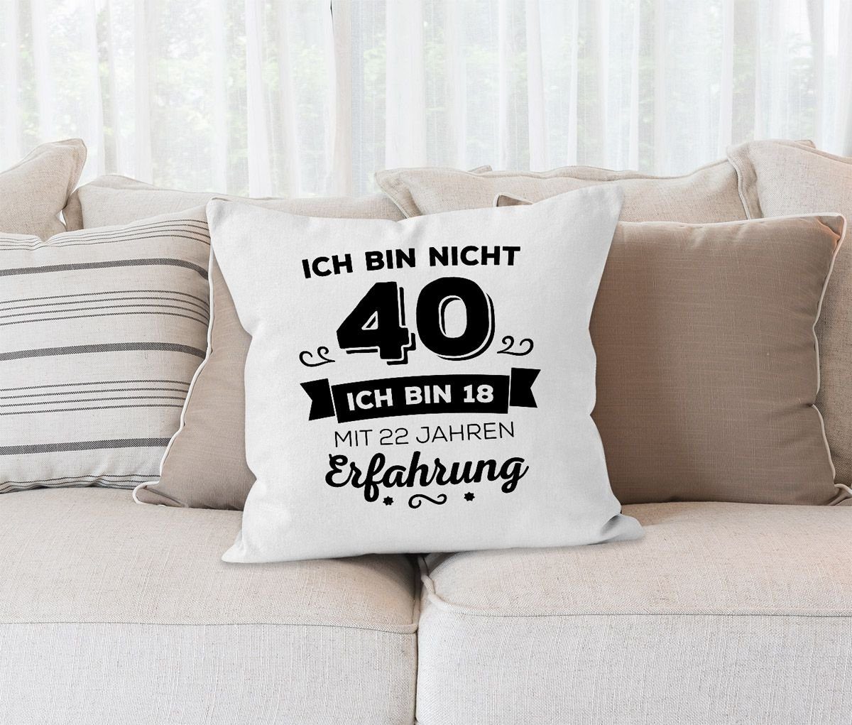 MoonWorks Dekokissen Kissen-Bezug Geschenk 40 {[object bin sondern mit Jahren Erfahrung Kissen 18 weiß Moonworks® Object] Ich Geburtstag bin ich [object Object]_jahre_erfahrung} nicht