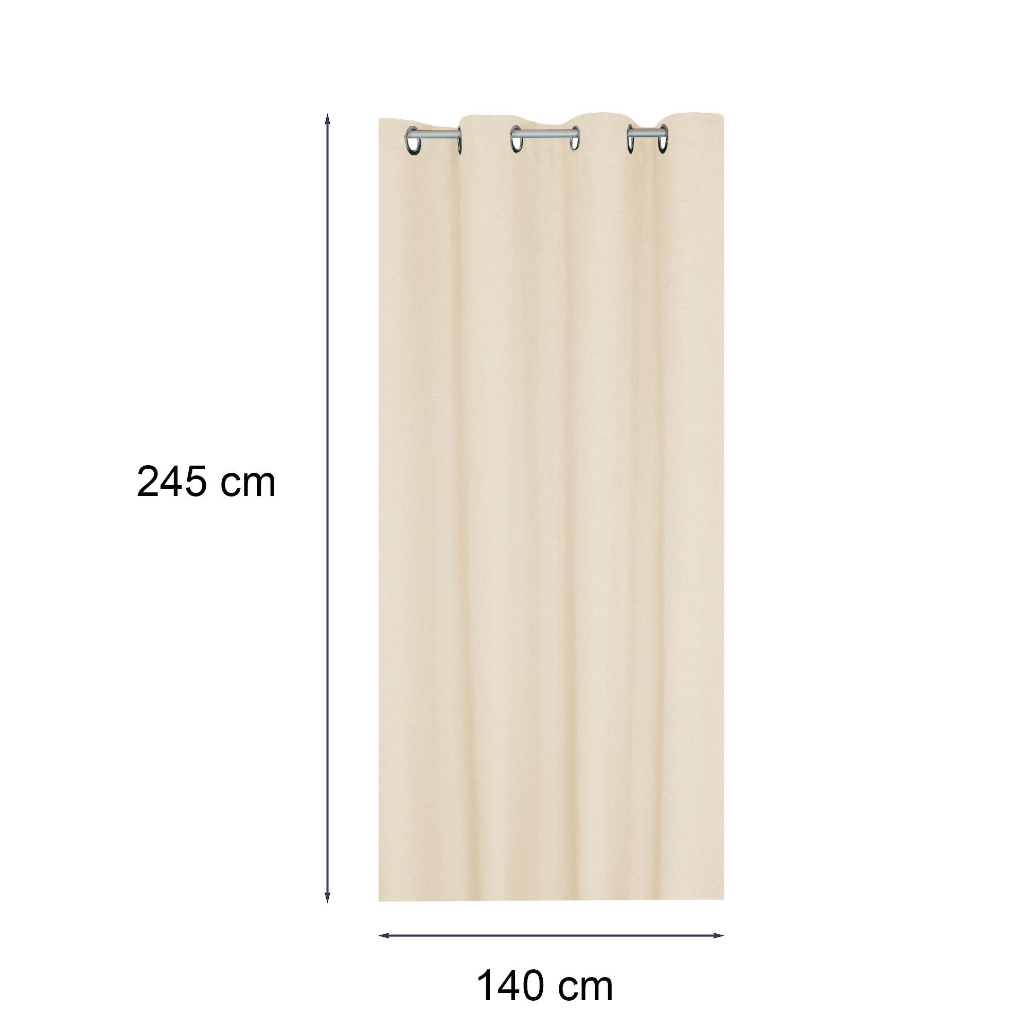 Haus und Deko Gardine Vorhang Leinenoptik 140x245 cm Ösen 2er Set blickdich günstig online kaufen