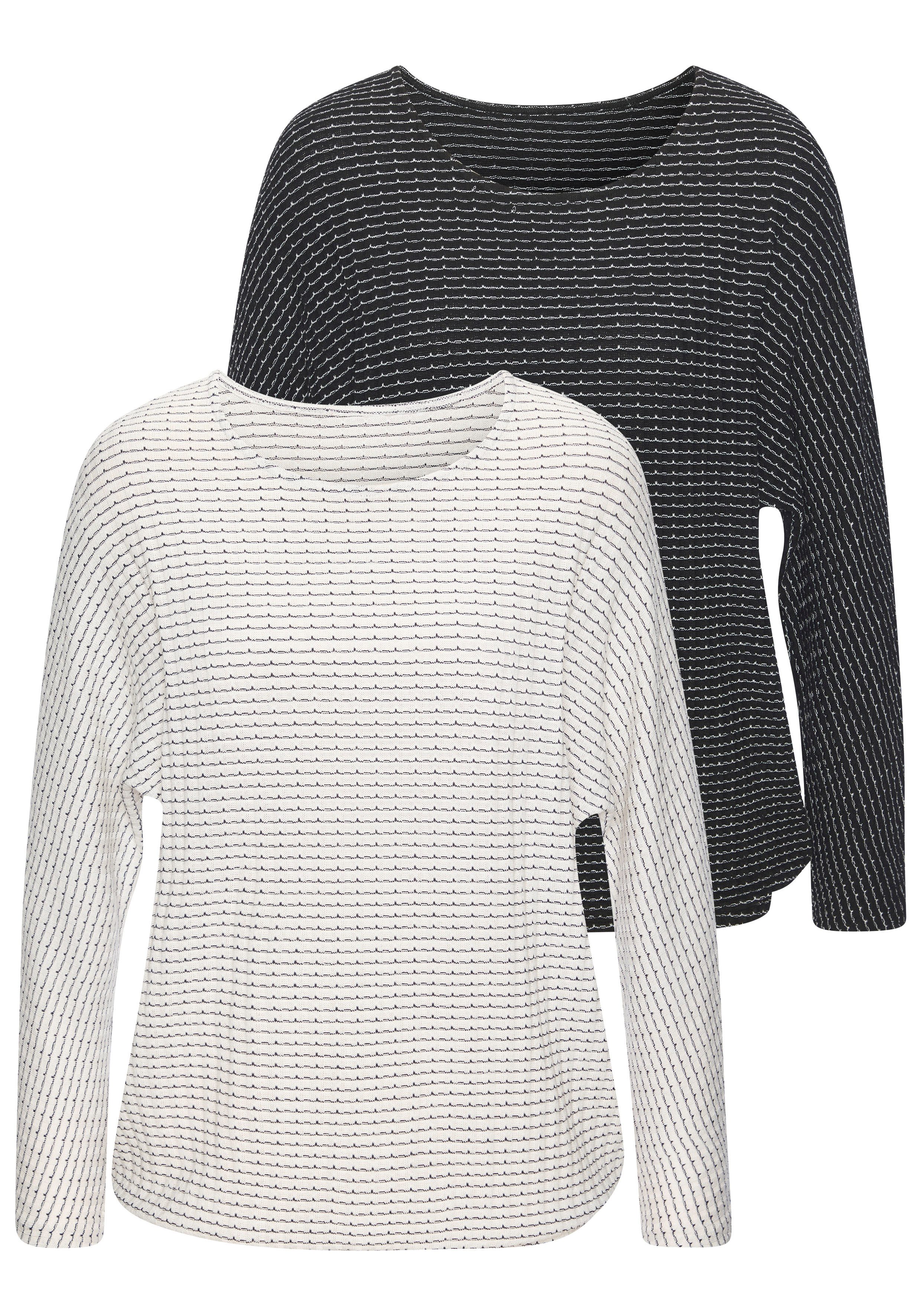 Vivance by Lascana Langarmshirt aus sommerlicher Strickqualität (Set) mit Gummizug im Bund