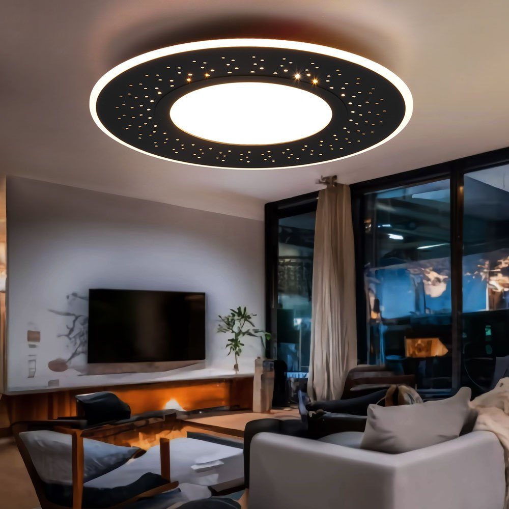 TRIO Leuchten LED Deckenleuchte, LED-Leuchtmittel fest verbaut, Kaltweiß, Warmweiß, Neutralweiß, Tageslichtweiß, Farbwechsel, LED Deckenleuchte Esszimmerlampe Metall Fernbedienung dimmbar D 49 cm