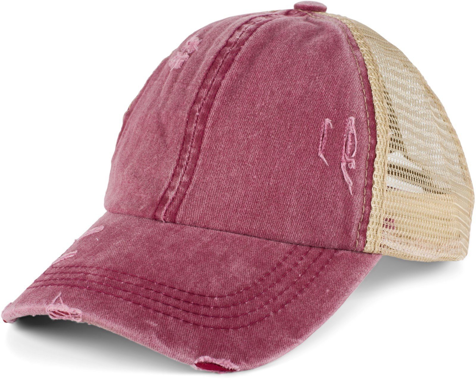 styleBREAKER Baseball Cap Ponytail Baseball Cap Used Look mit Mesh Einsatz günstig online kaufen