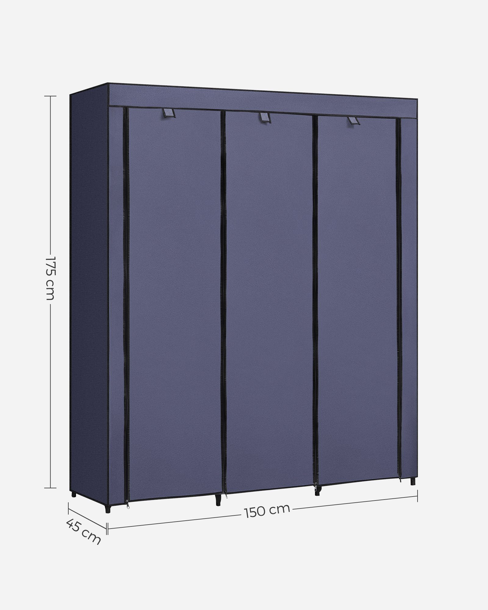 SONGMICS Faltschrank & Garderobenständer Set – Schwarzer Stoffschrank 175x150 Cm & Weißer Kleiderständer
