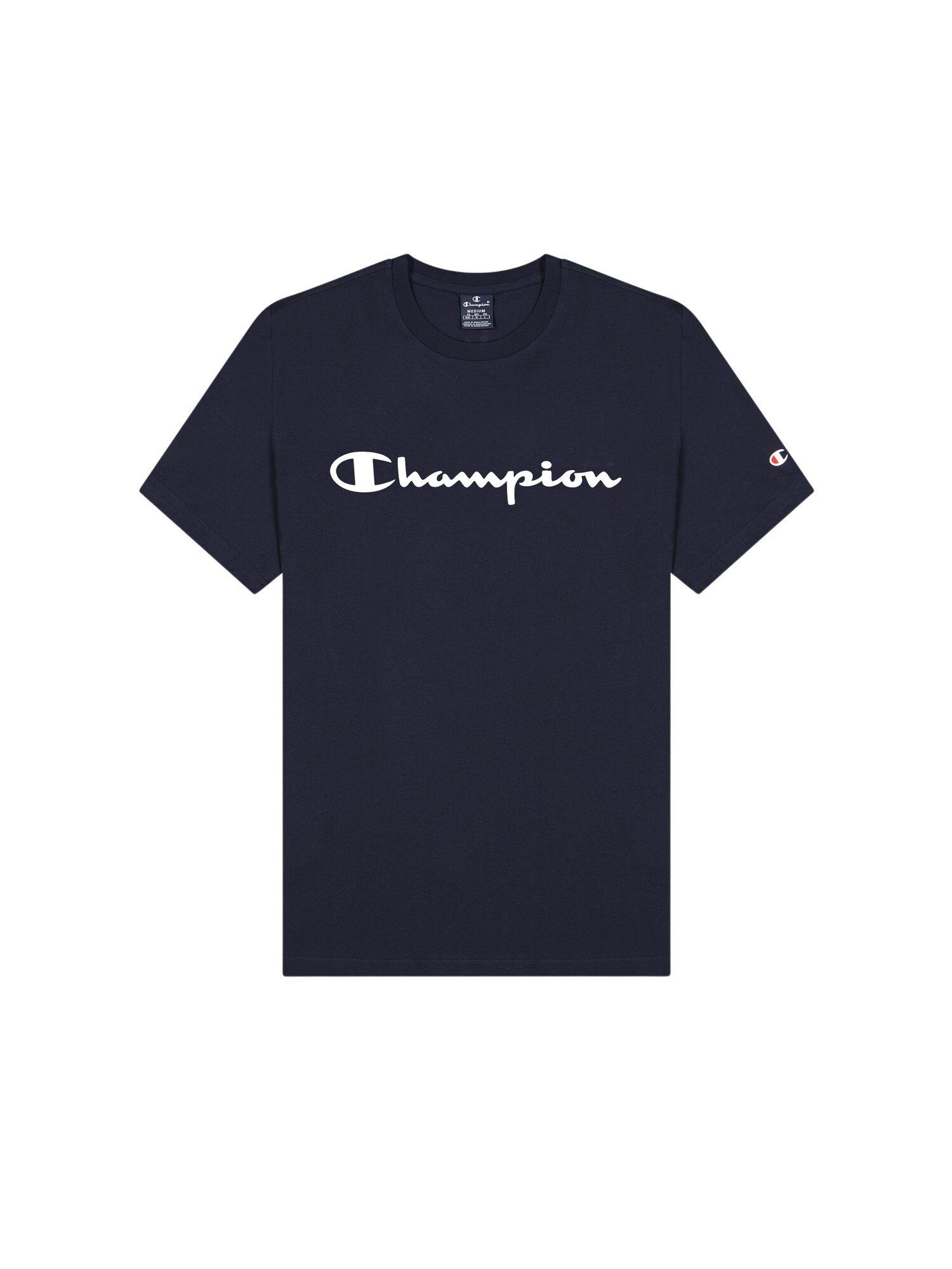 aus Shirt dunkelblau Baumwolle mit T-Shirt Champion Rundhals-T-Shirt