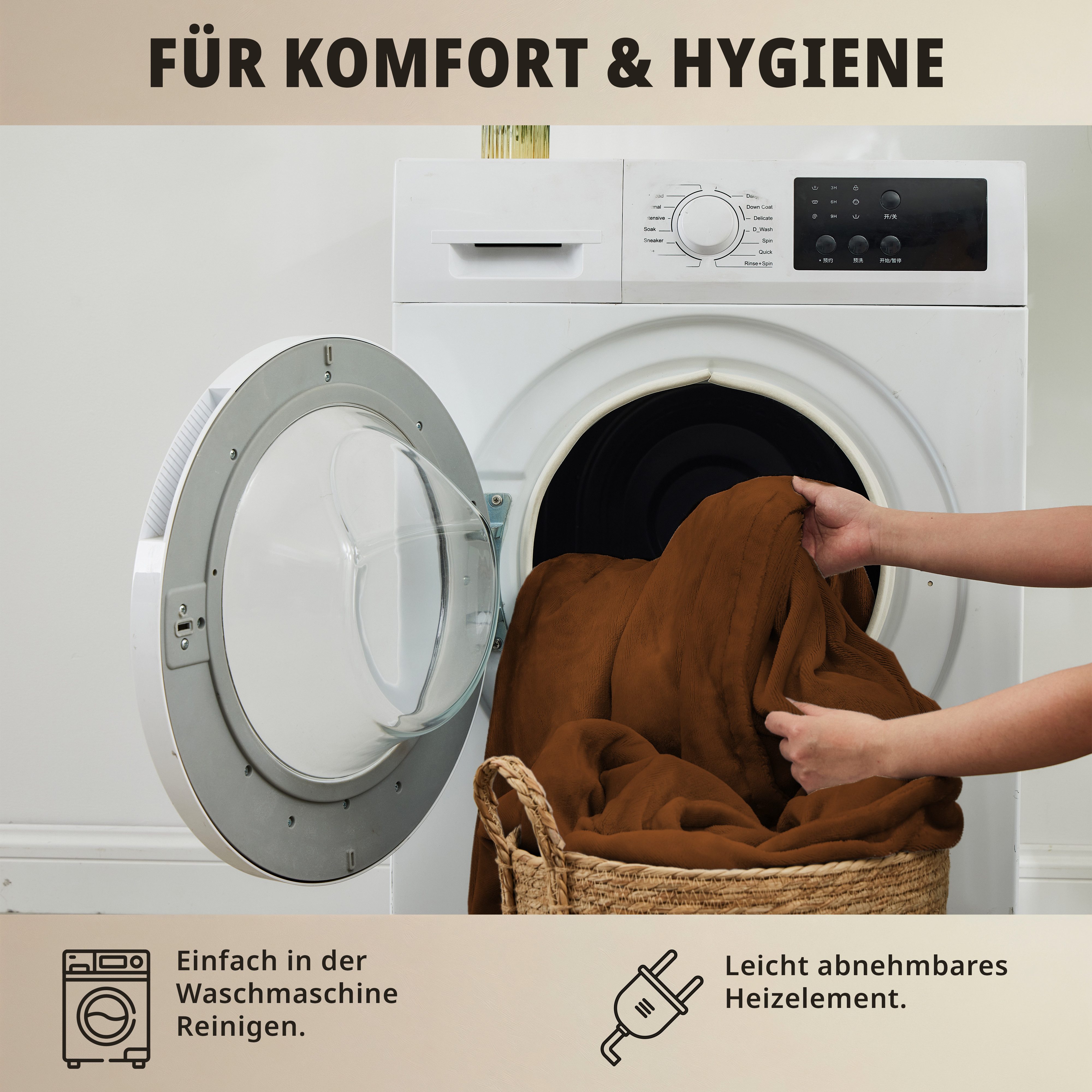 Grafner Heizdecke Heizdecke Wärmedecke Fleece Elektro 180x130cm verschiedene Farben, elektronisch geregelte Temperaturstufen