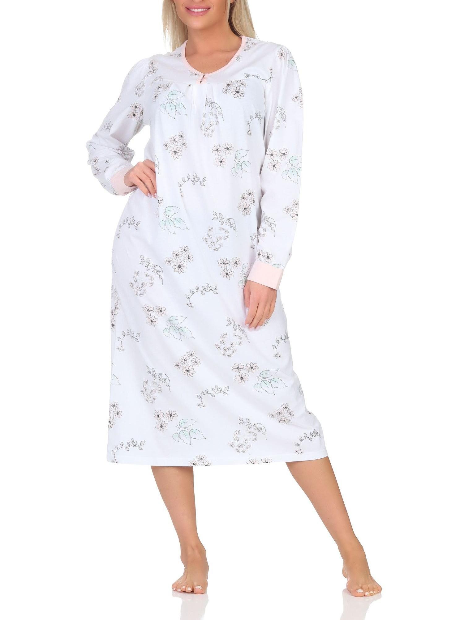 Nachthemd Damen langarm Nachthemd im klassischen fraulichen Design