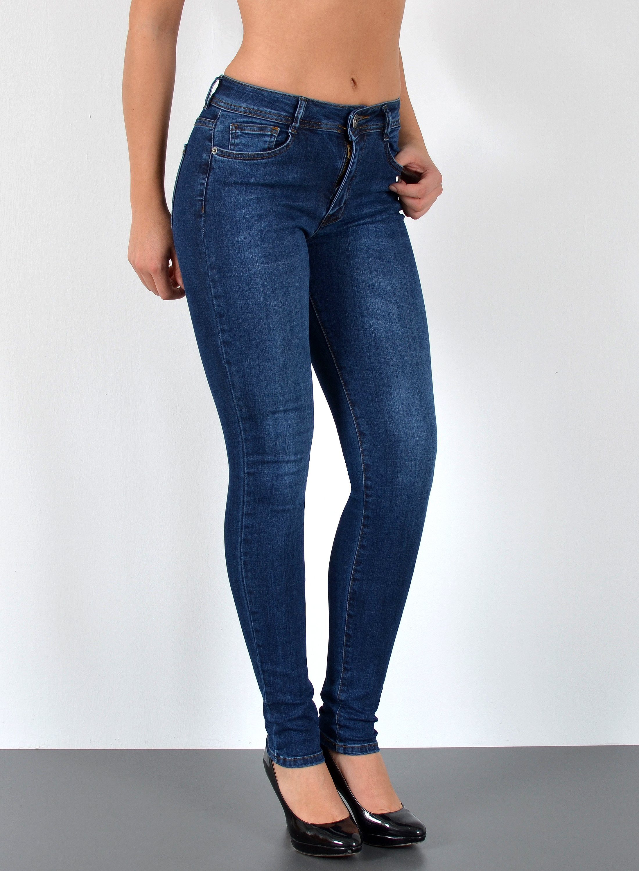 ESRA Skinny-fit-Jeans S200 High Waist Skinny Jeans Damen, Damen Jeans Hose Skinny, bis Übergröße / Plussize Große Größen, Sehr enge Damen Röhrenjeans hoher Bund, High Rise Damen Jeanshose, 5 Pockets Style, Stretch