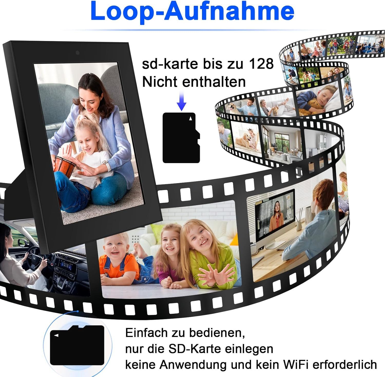 SpionProfi Überwachungskamera Bilderrahmen Kamera FULL HD Mini Cam Video Ton Aufnahme Haus Zimmer (1-tlg., Bilderrahmen mit versteckte Spycam Spion Mini Kamera)