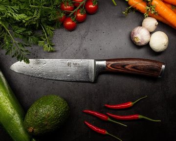 Wakoli Asiamesser EDIB Damast Santoku Messer I 17cm Klinge aus 67 Lagen Damaststahl I