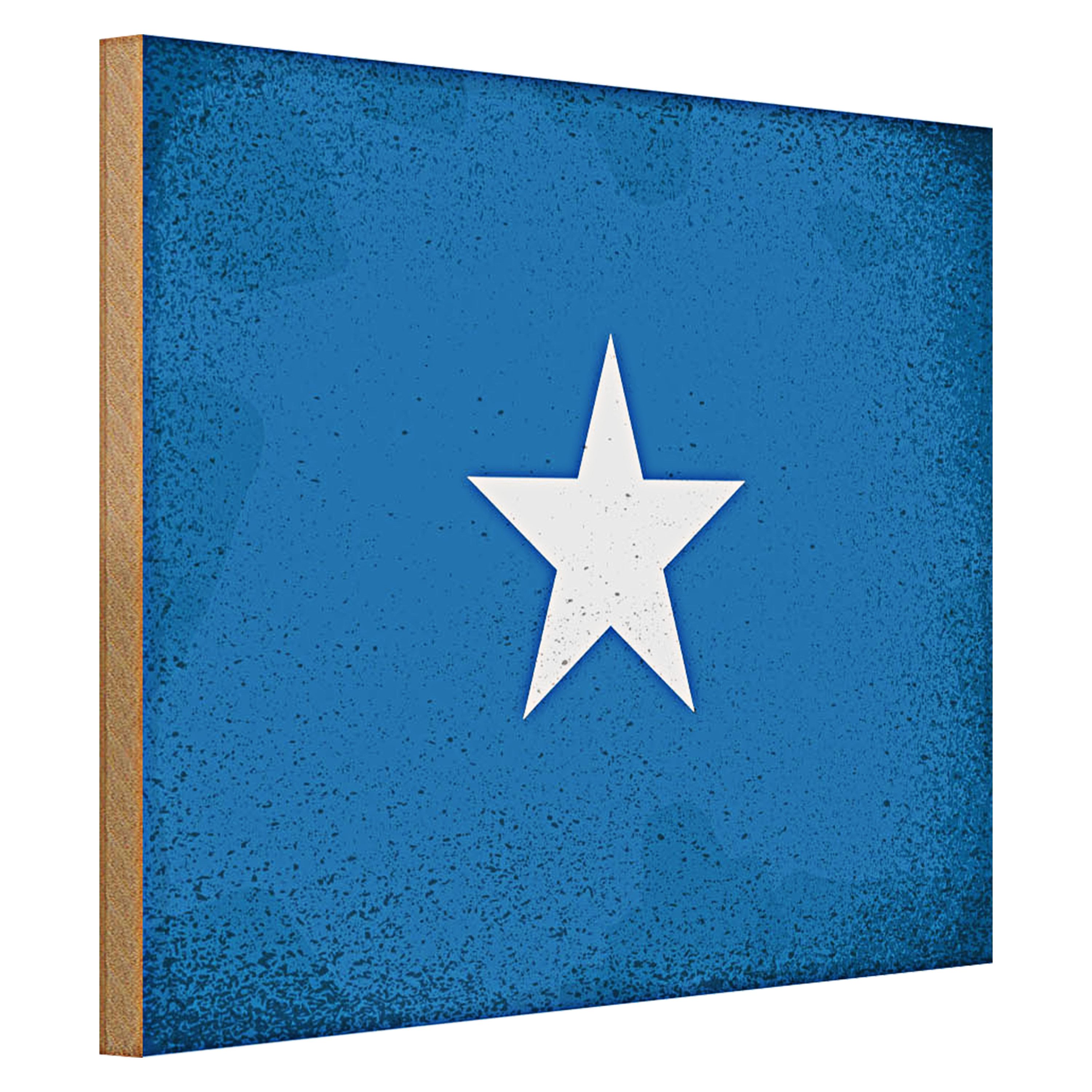 Roomando Holzbild Flagge Somalia 40x30cm Flag of Somalia Vintage