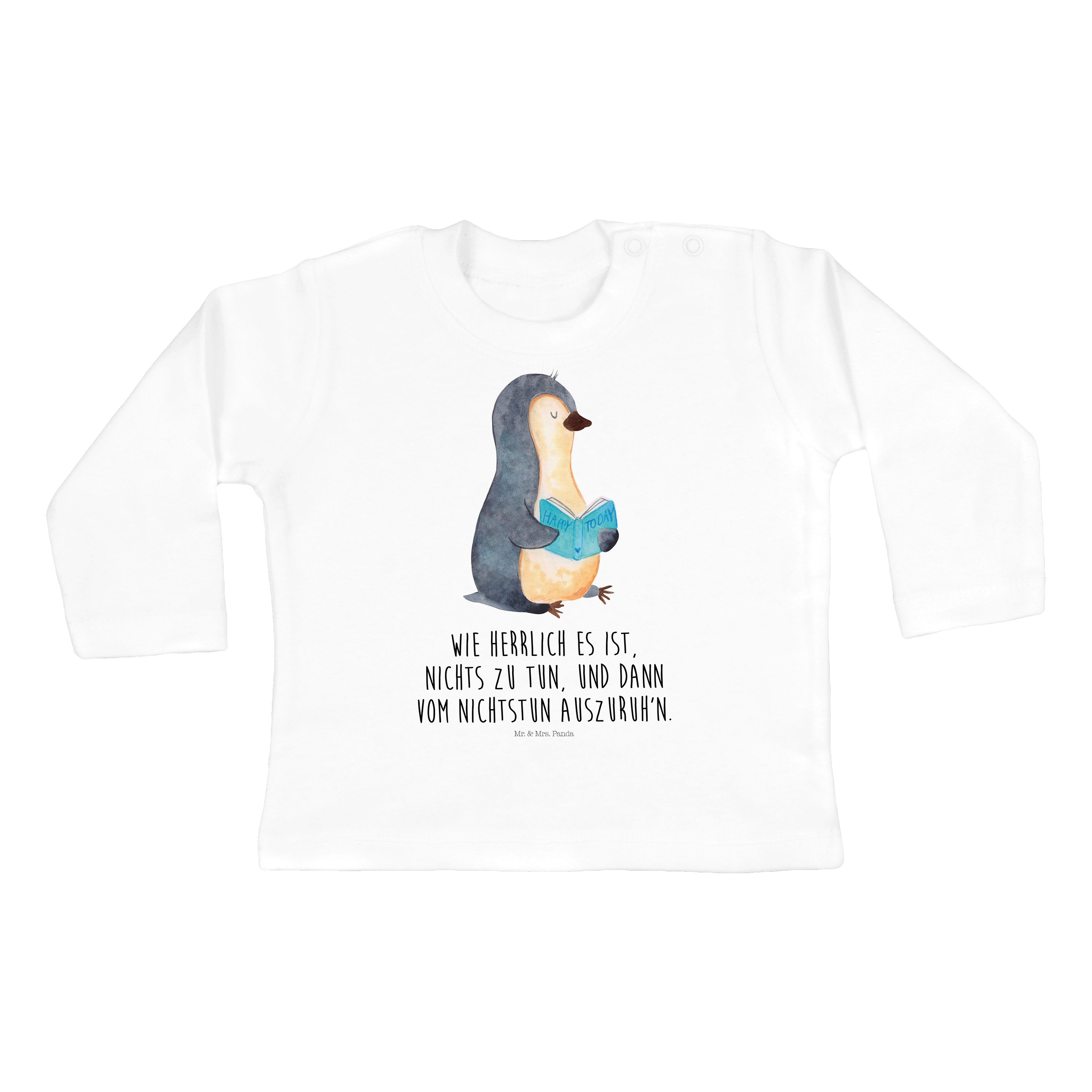 - Pinguin Weiß Mrs. Langarm, (1-tlg) Faulenzen, Bio, Mä Geschenk, Panda Mr. - & Kleidung, Strampler Buch