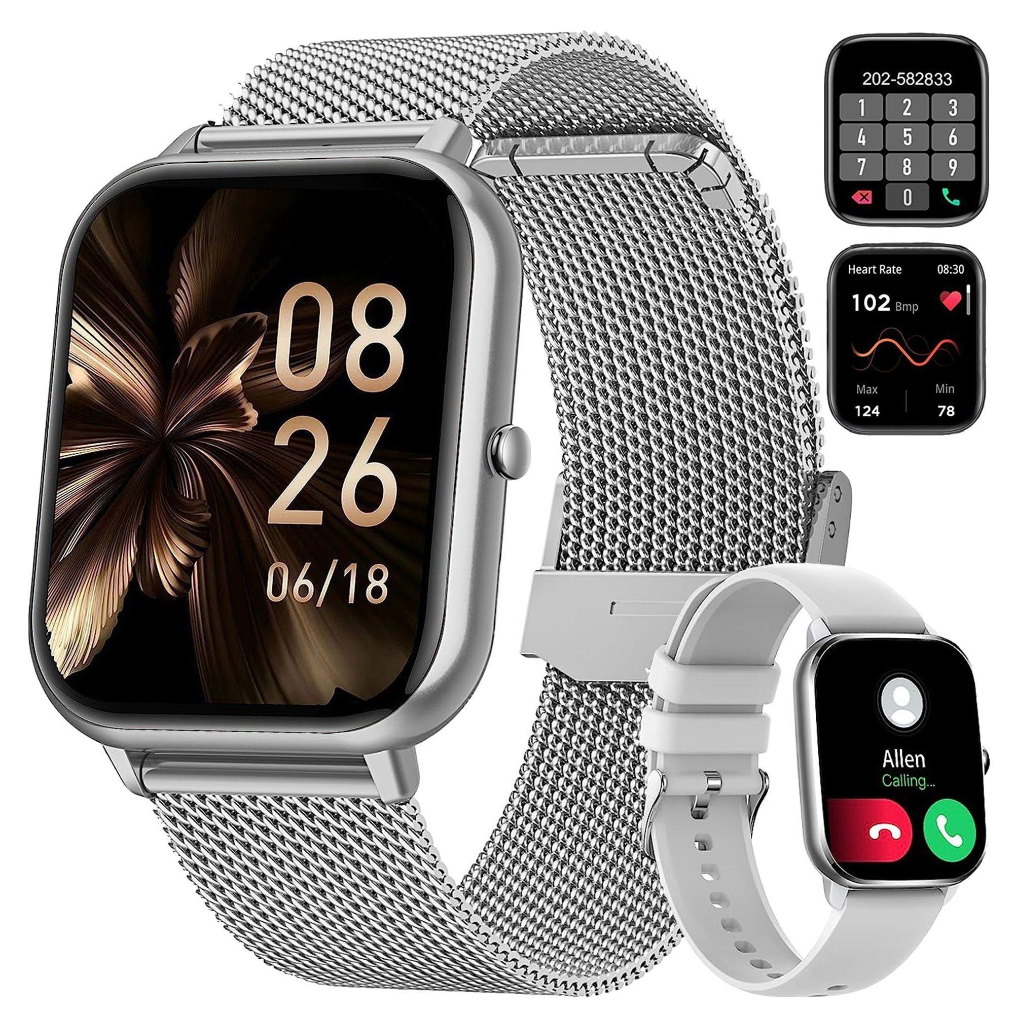 Sross Smartwatch, Damen Herren Smartwatch, Fitness Tracker Uhr Smartwatch (Fitnessuhr mit Telefonfunktion 1,69