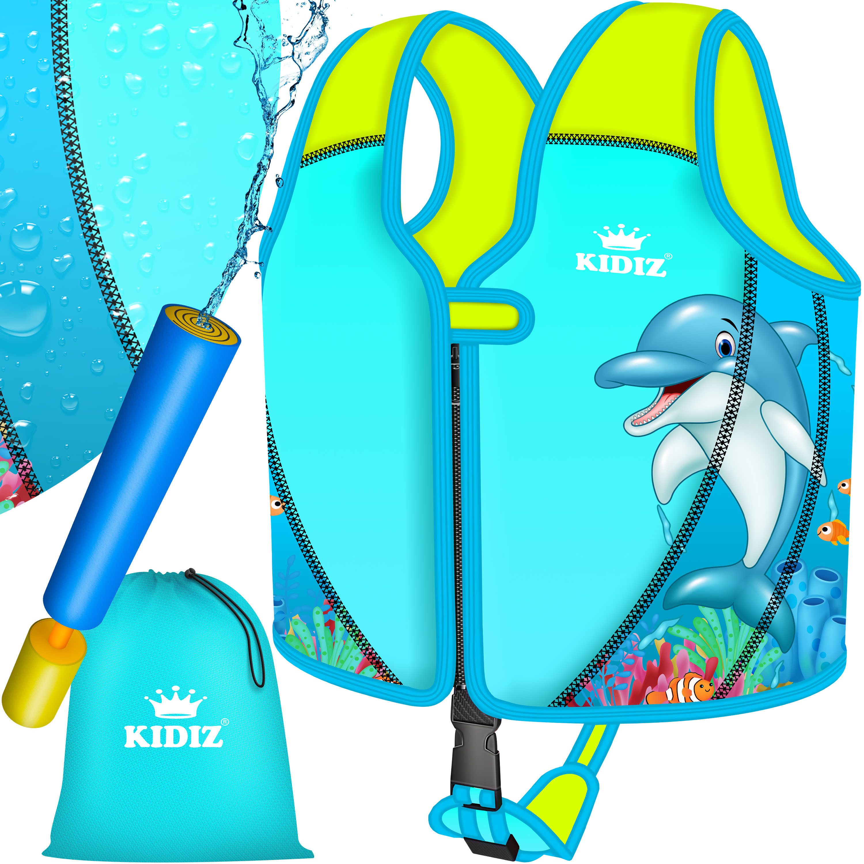 KIDIZ Schwimmweste für Babys von 1 bis 2 Jahre (S - Brustumfang bis 51cm) Schwimmhilfe, Schwimm-Lernhilfe Weste für Jungen & Mädchen