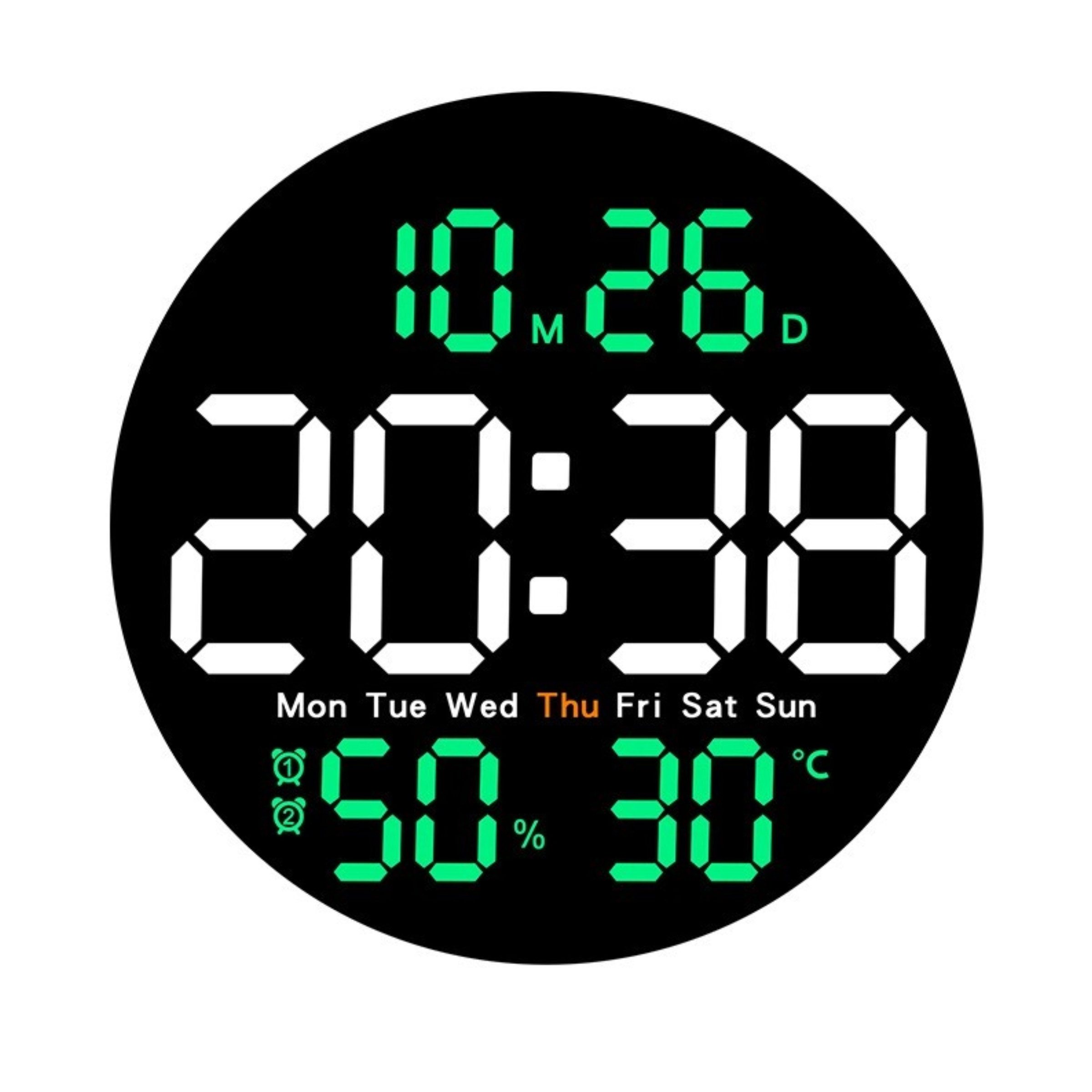 Welikera Wanduhr 25.5 cm digitale Wanduhr,Wanduhr digital mit Fernbedienung (10 Helligkeitsstufen,geeignet für Küchen,Wohnzimmer,Schlafzimmer,Büros)