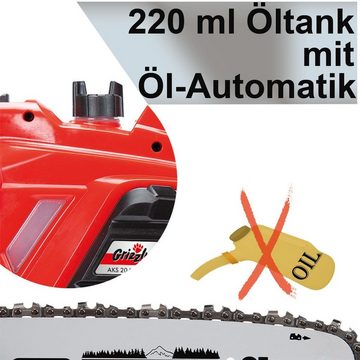 Grizzly Tools Akku-Kettensäge AKS 2040 Oregon Schwert und Kette 20 V, mit Akku und Ladegerät, 30 cm Schwertlänge