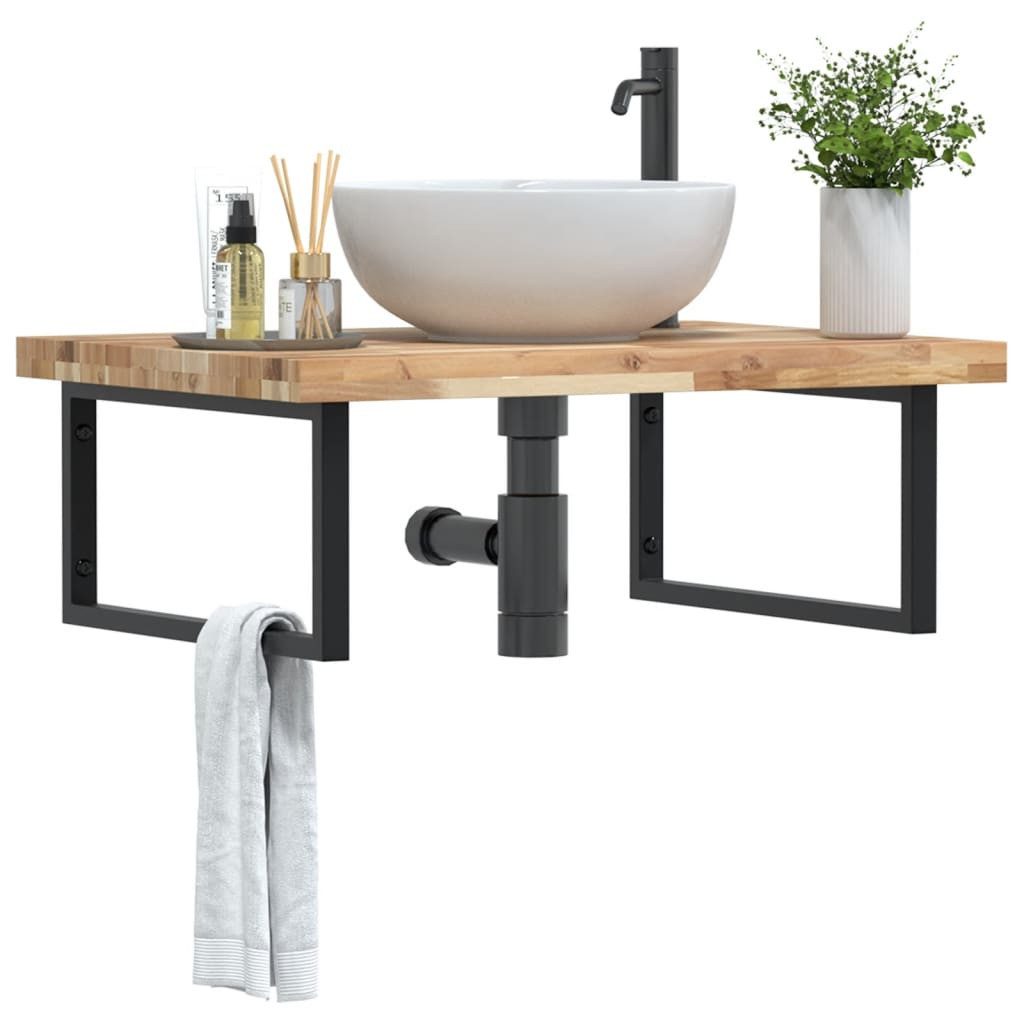 vidaXL Badezimmerspiegelschrank Waschbeckenregal Wandmontage Stahl und nholz (1-St)