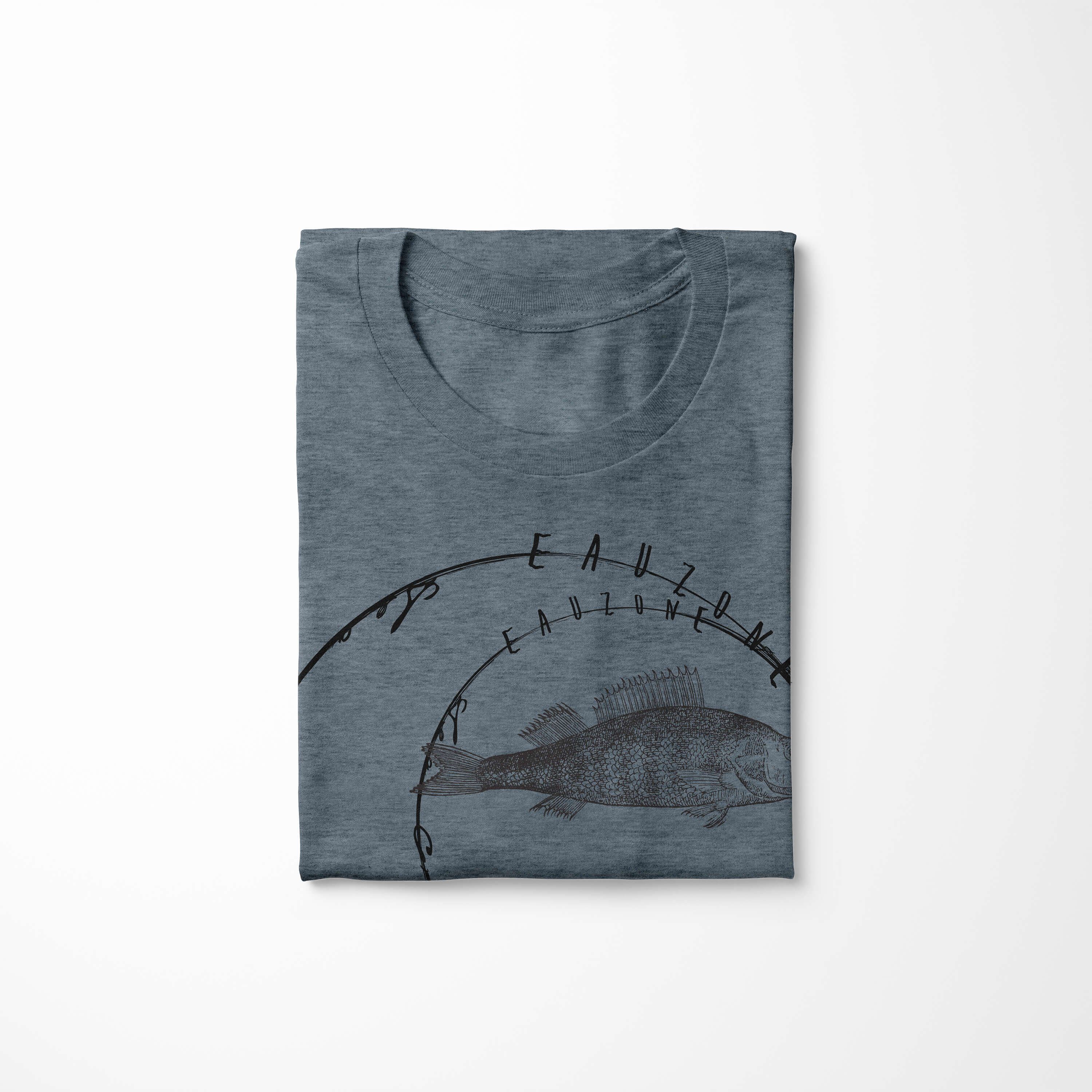 Sinus Art 076 T-Shirt Schnitt feine - Tiefsee Serie: Sea / sportlicher Struktur T-Shirt Indigo und Creatures, Fische Sea