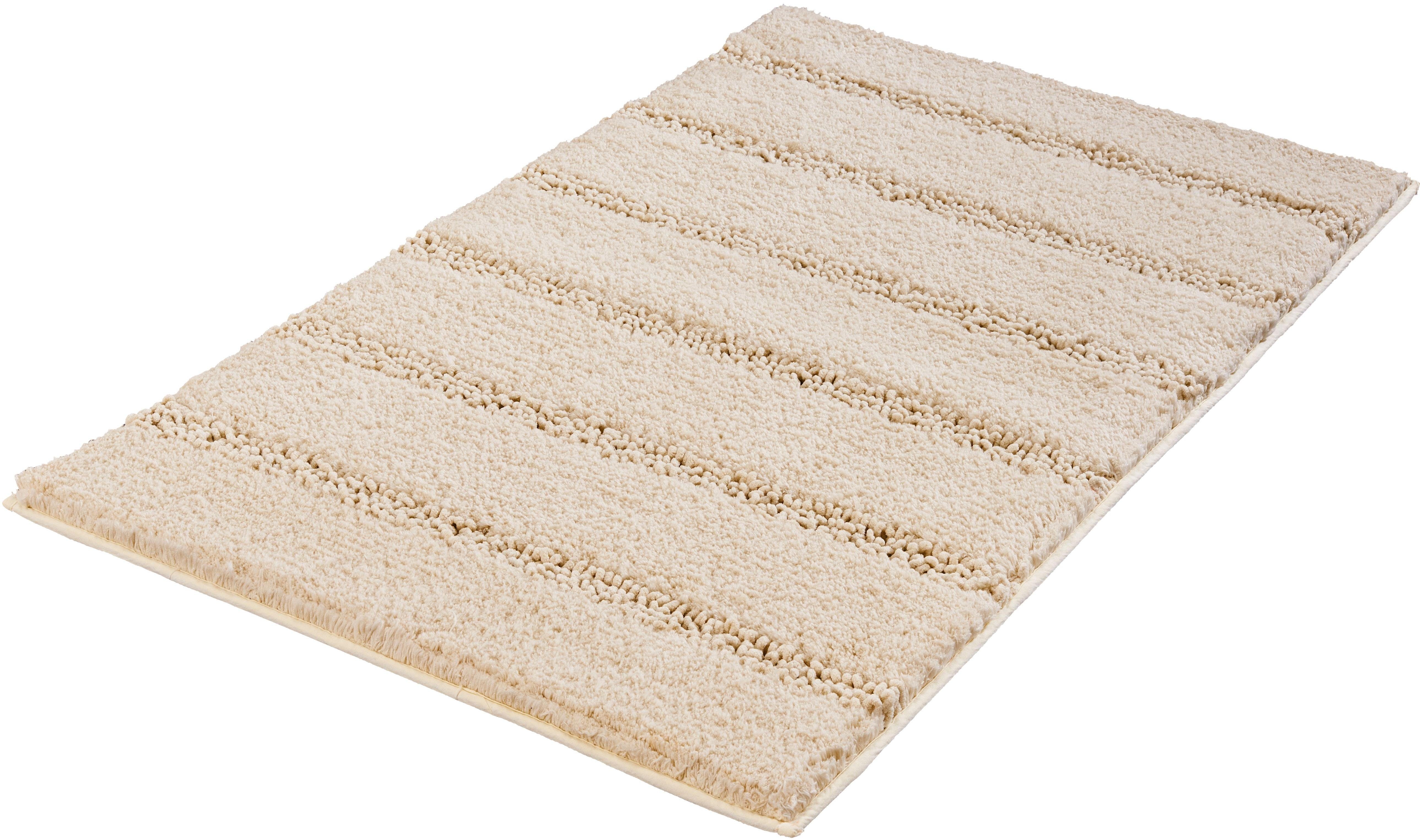 Kleine Wolke Badematte Monrovia, Badvorleger, Badezimmer Teppich, Höhe 23 mm, rutschhemmend beschichtet, fußbodenheizungsgeeignet, Kunstfaser, quadratisch, Badteppich, Uni Farben, gestreift, aus Mikrofaser, waschbar