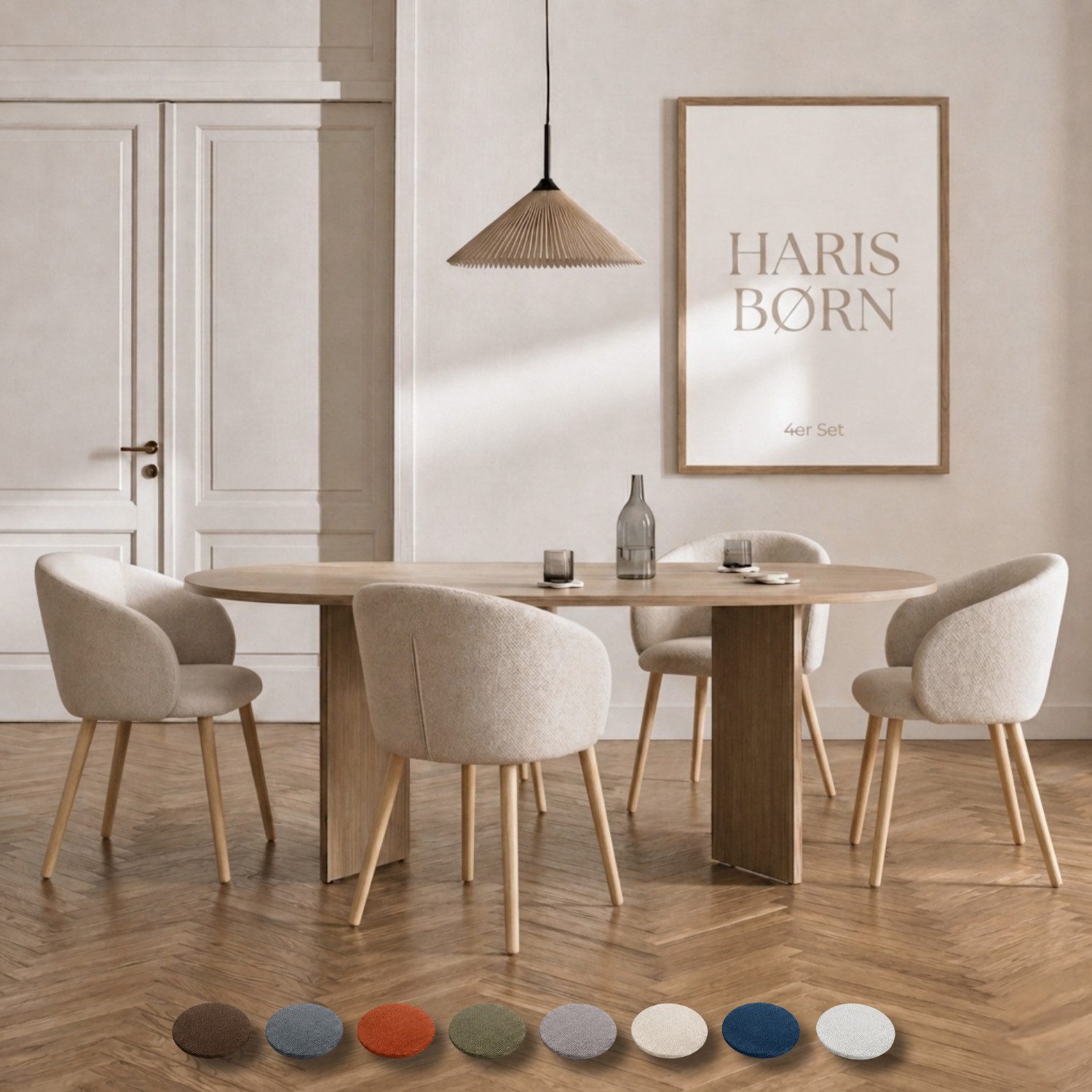 Haris Børn Esszimmerstuhl mit Armlehnen NØR - Hochwertige Polsterstühle für Esszimmer (Set, 4 St), Premium Esszimmer Stühle & Wohnzimmer Stühle