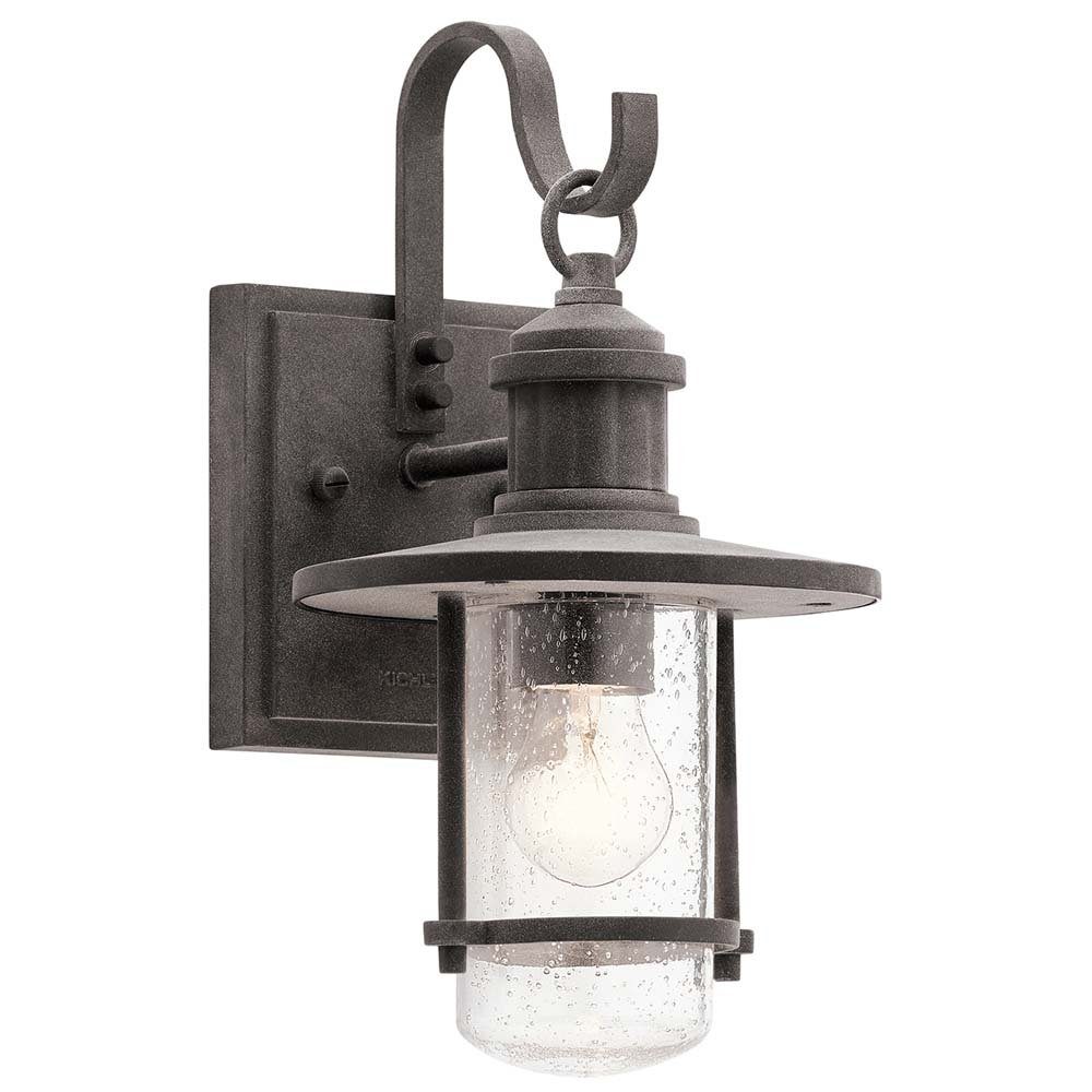 Elstead LIGHTING Außen-Wandleuchte, Leuchtmittel nicht inklusive, Außenleuchte Wandlampe Laterne ALU Glas H 31,7 cm Zink 1 Flammig IP44